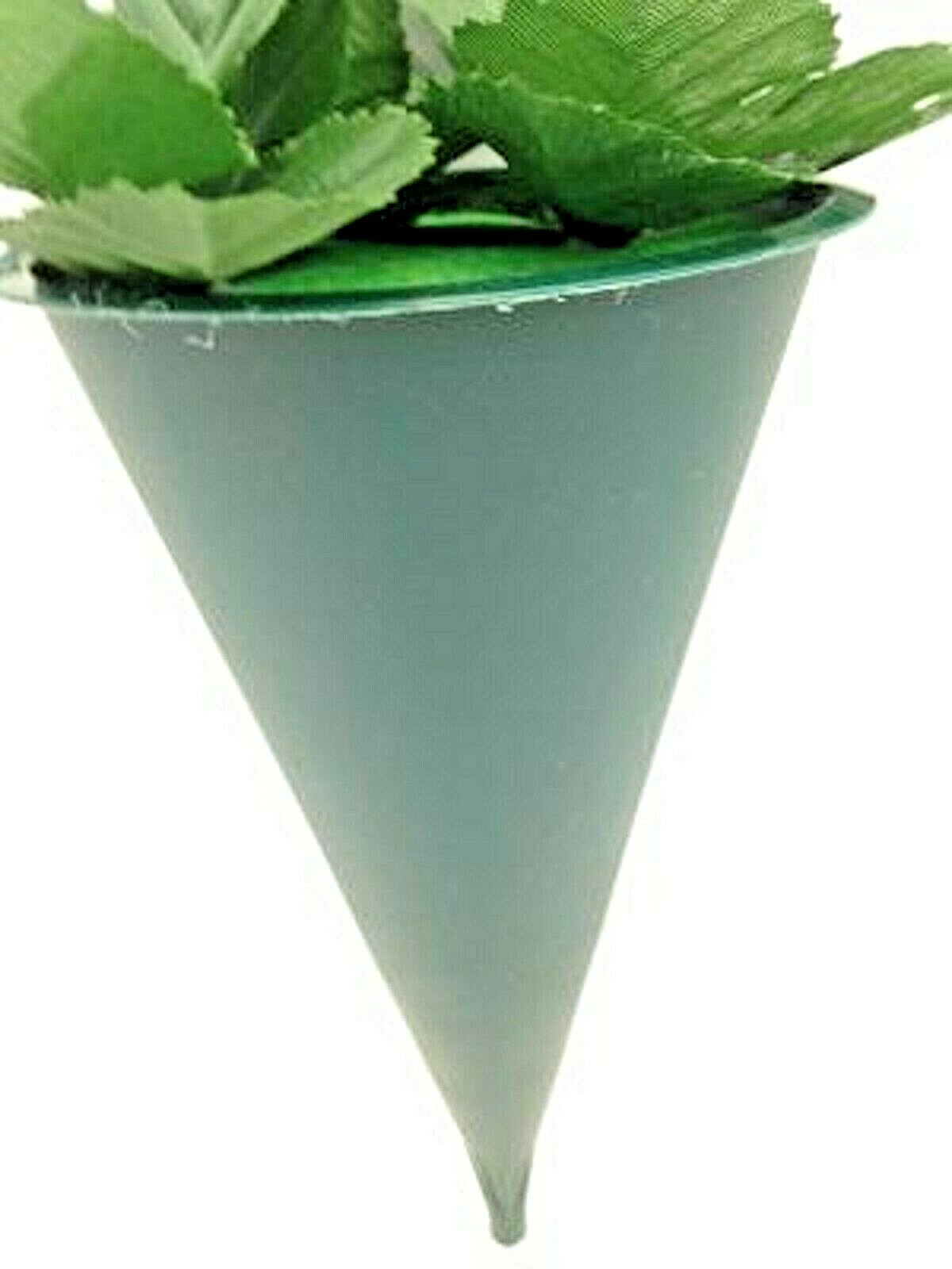 DIY Cemetery Vase Hard Plastic Cone with Foam Foliage & Metal Spike