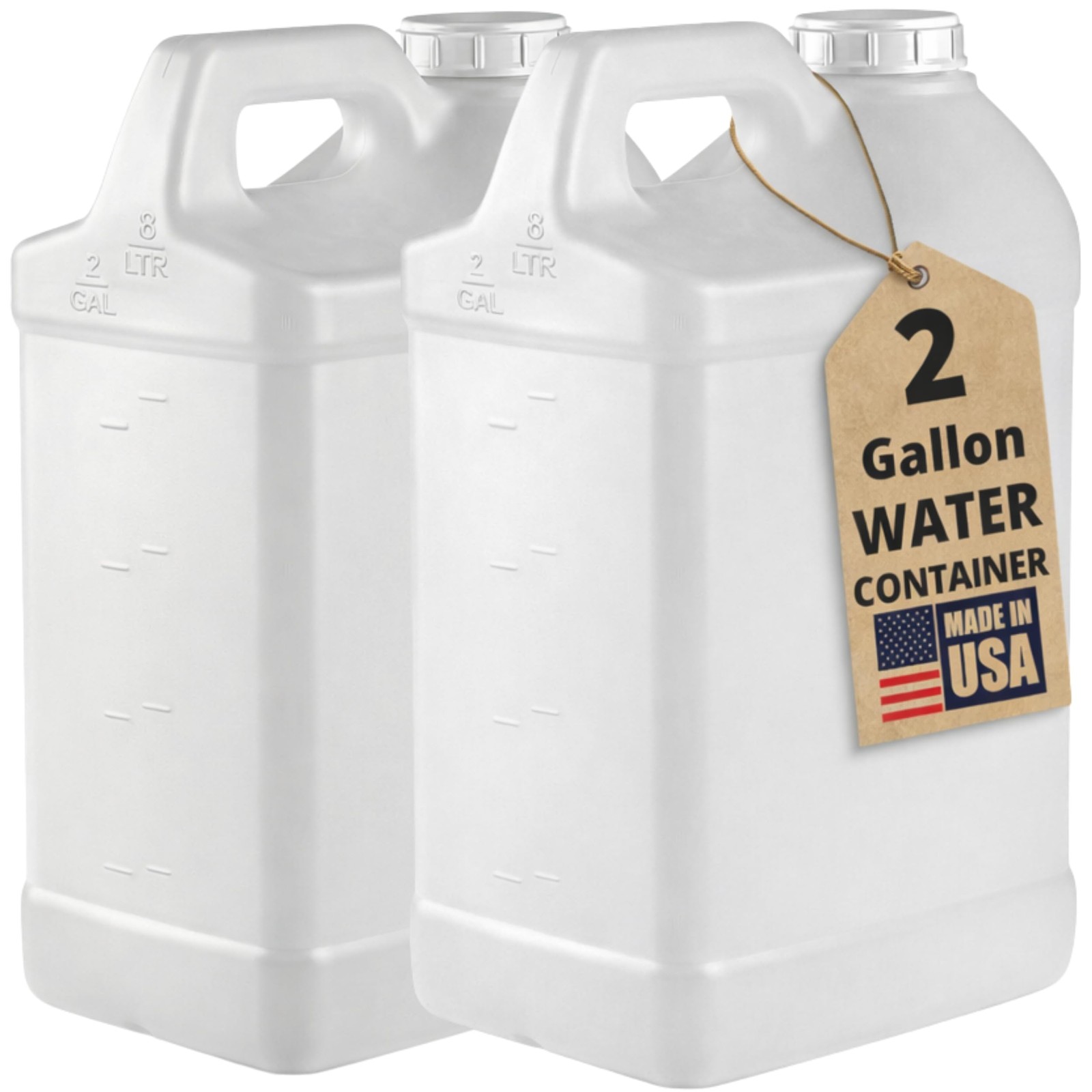 kitchentoolz 2 Gallon Water Jug with Lid – Heavy-Duty 2 Pack, Translucent