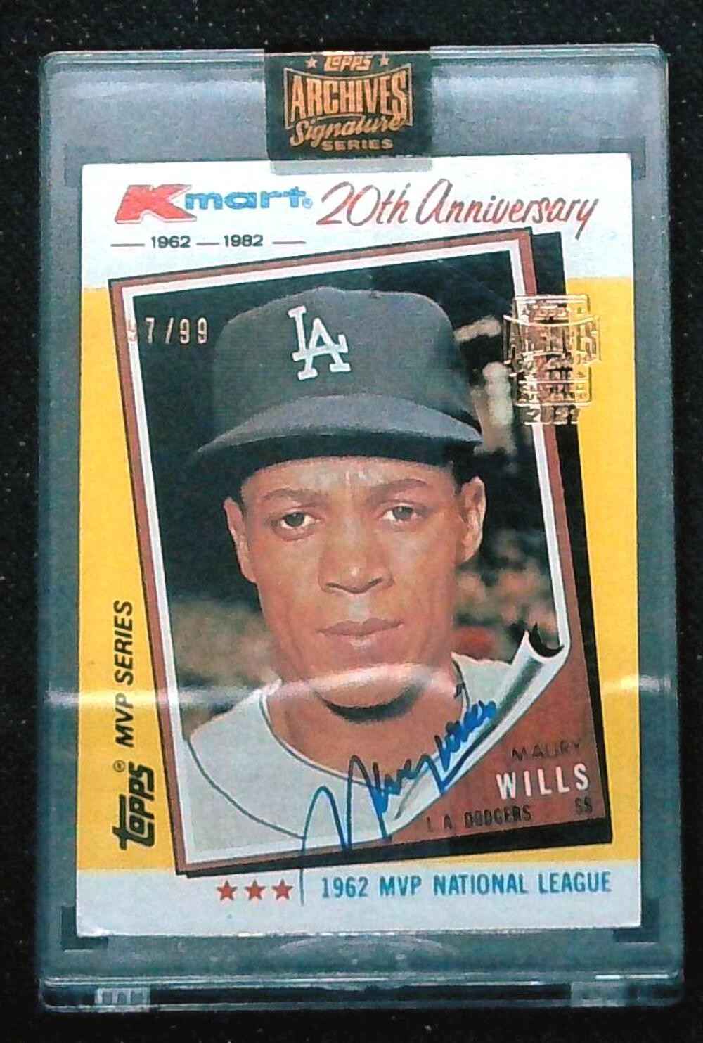 2021 MAURY WILLS TOPPS ARCHIVES AUTO/AUTOGRAPH /99 LOS ANGELES DODGERS