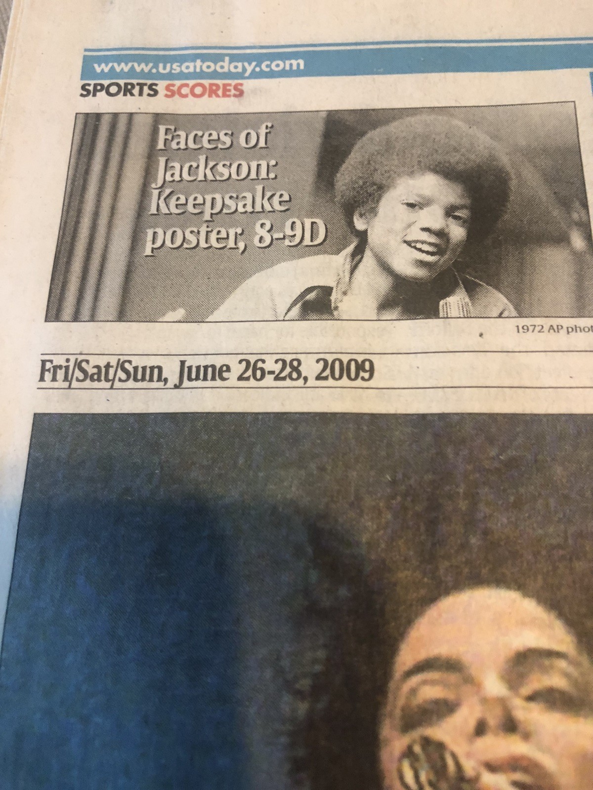 MICHAEL JACKSON USA TODAY NEWSPAPER JUNE 26, 2009 Farrah Fawcett Whole Paper