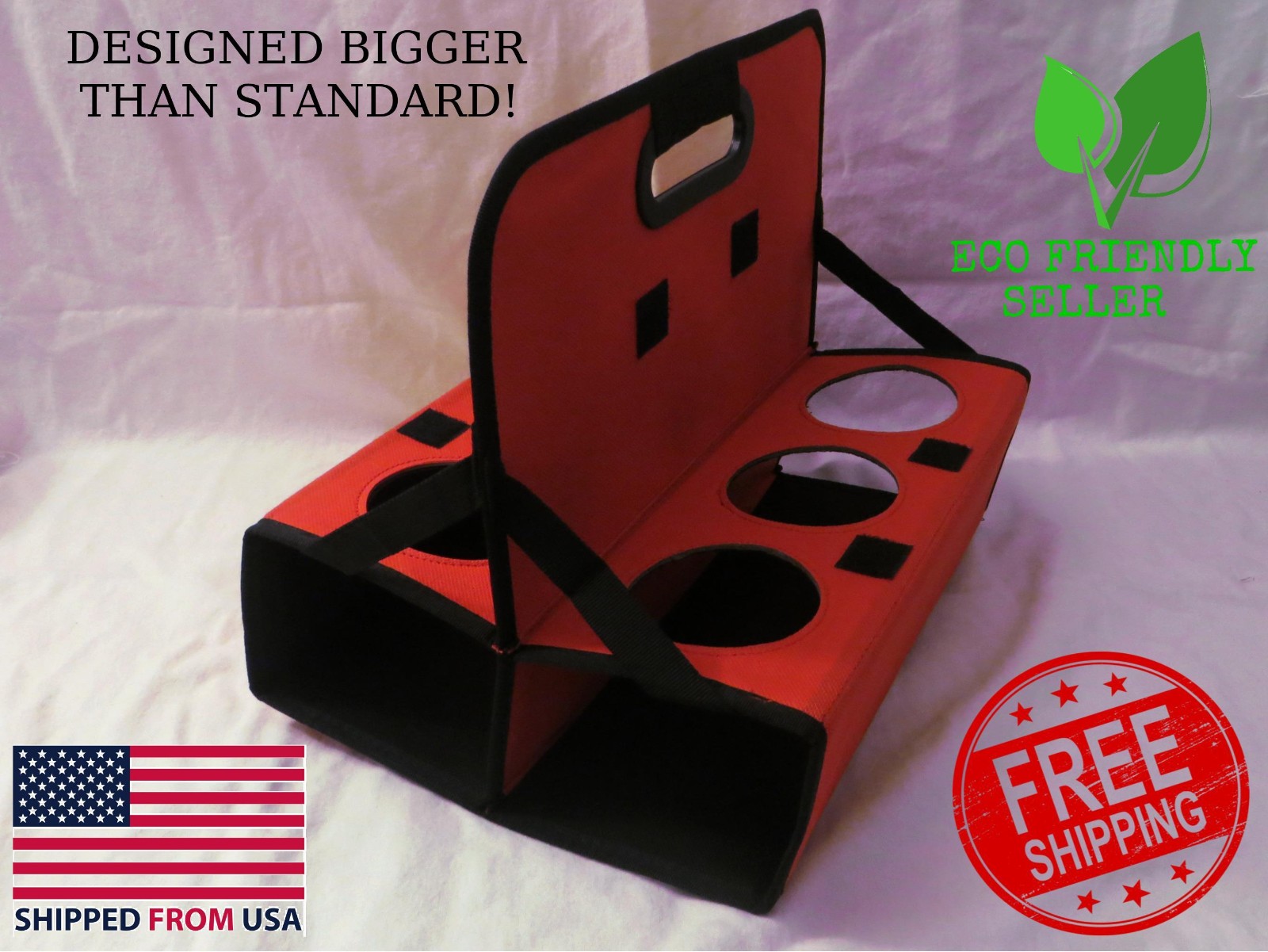 Red Collapsible Drink Carrier for Delivery