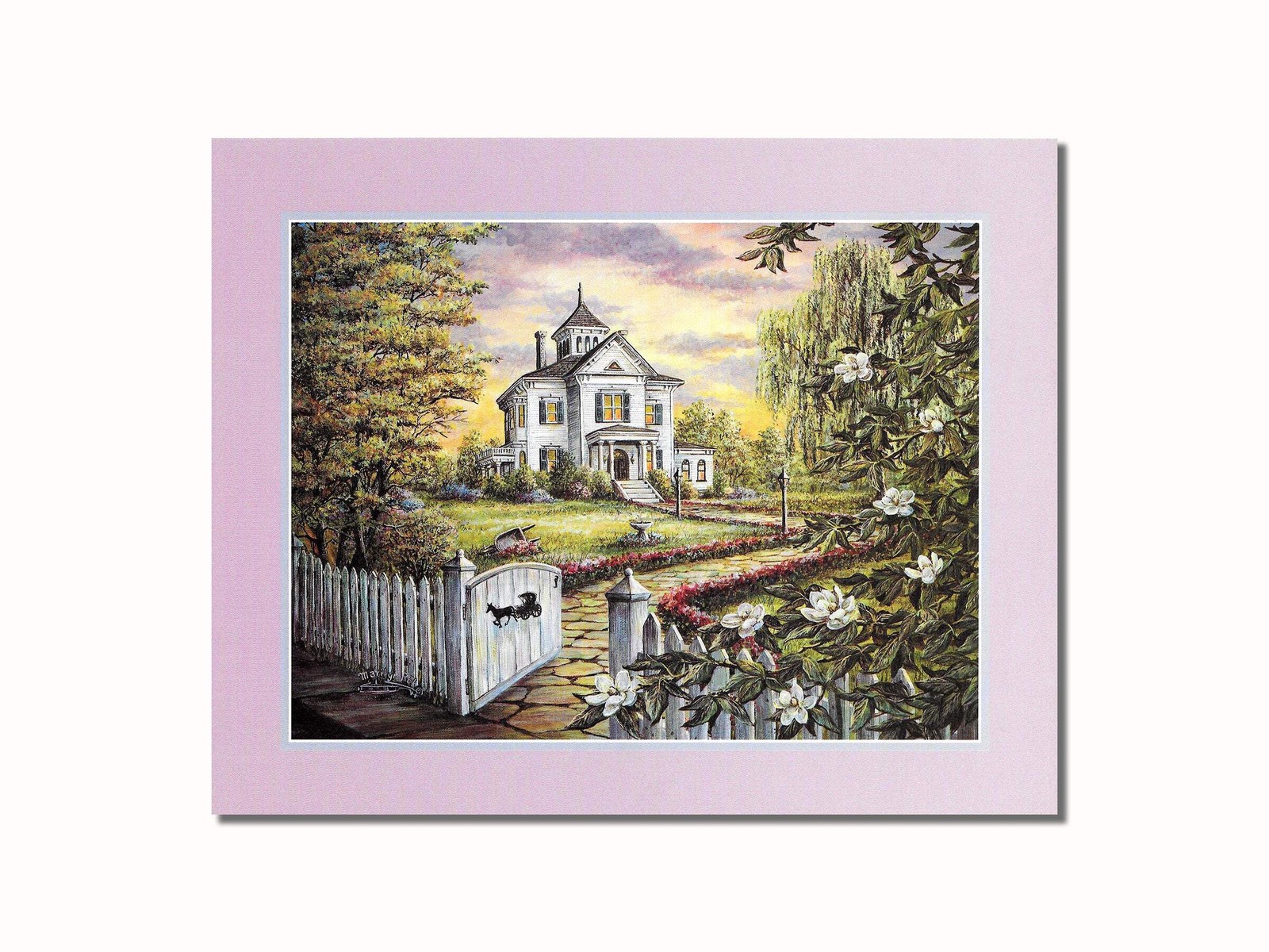Country House Cottage Flowers Landscape Wall Picture 8×10″ Art Print (Unframed)
