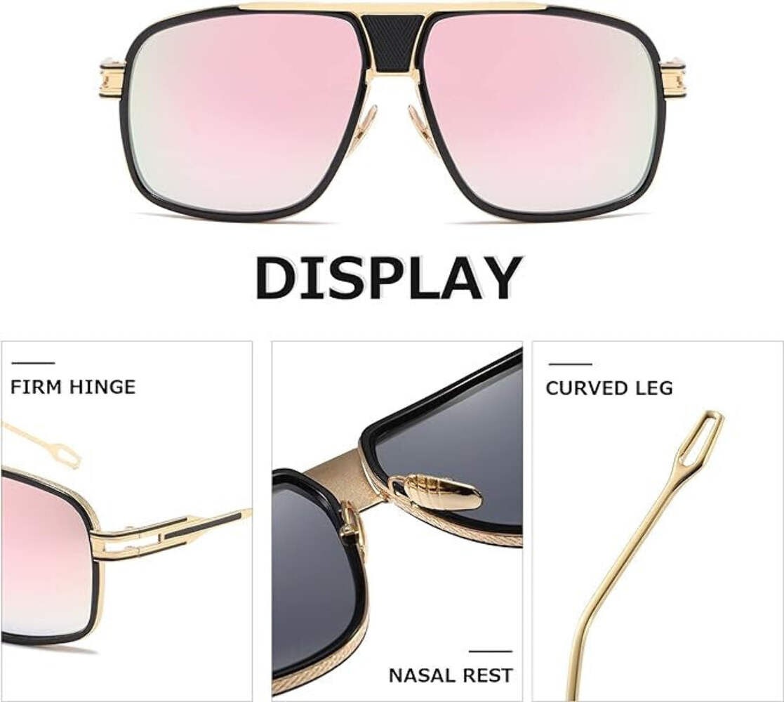 Sunglasses Men Women Unisex Goggle Alloy Big Frame Metal Punk Style Shield