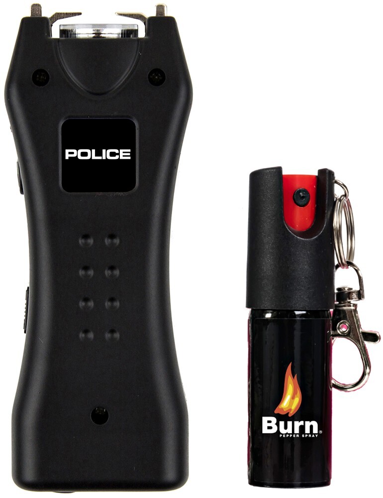 POLICE Stun Gun Burn Pepper Spray Combo Self Defense 618 Black