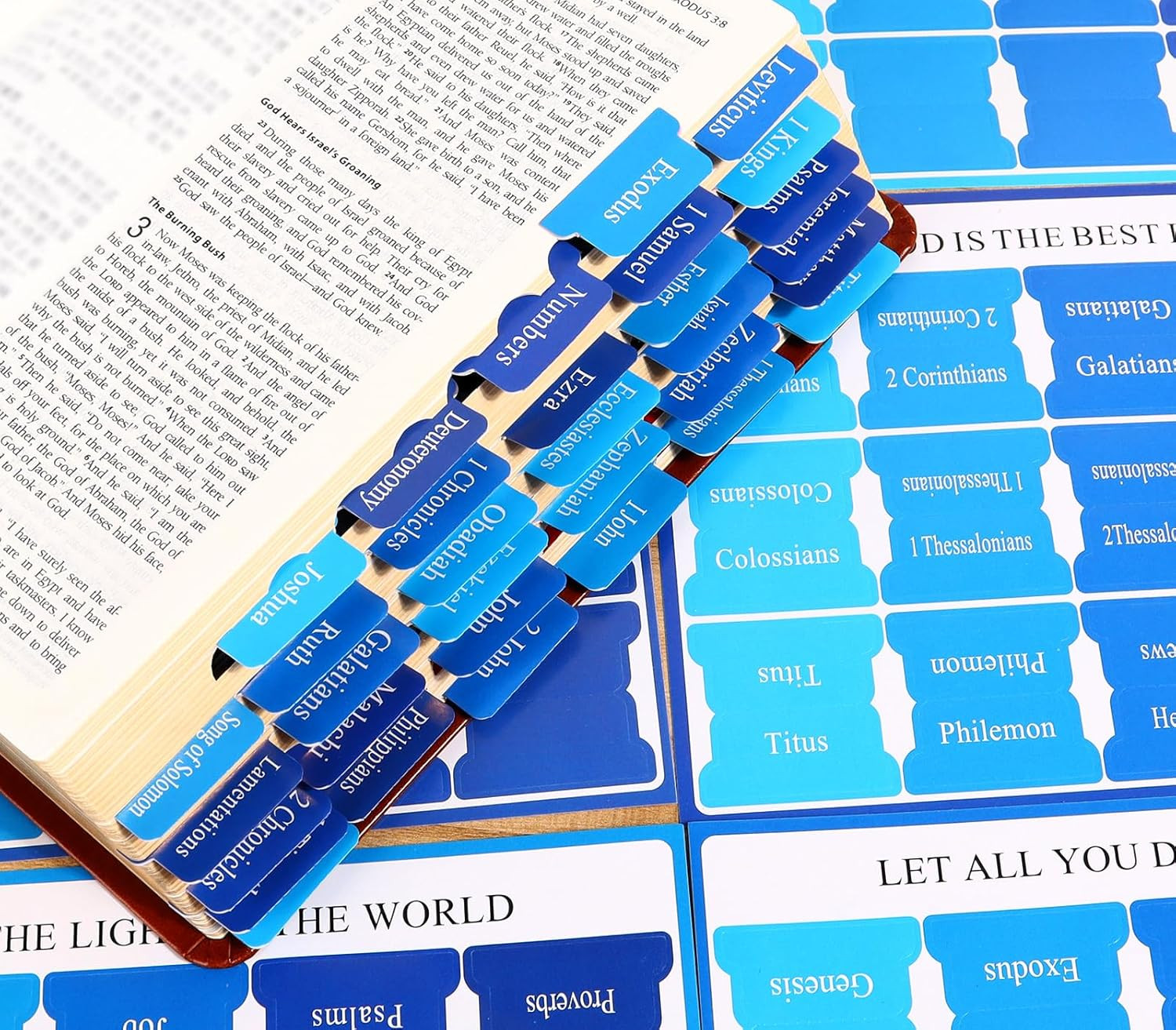 Blue Bible Tabs for Men Paper Index Tabs for Scripture Study & Chapter