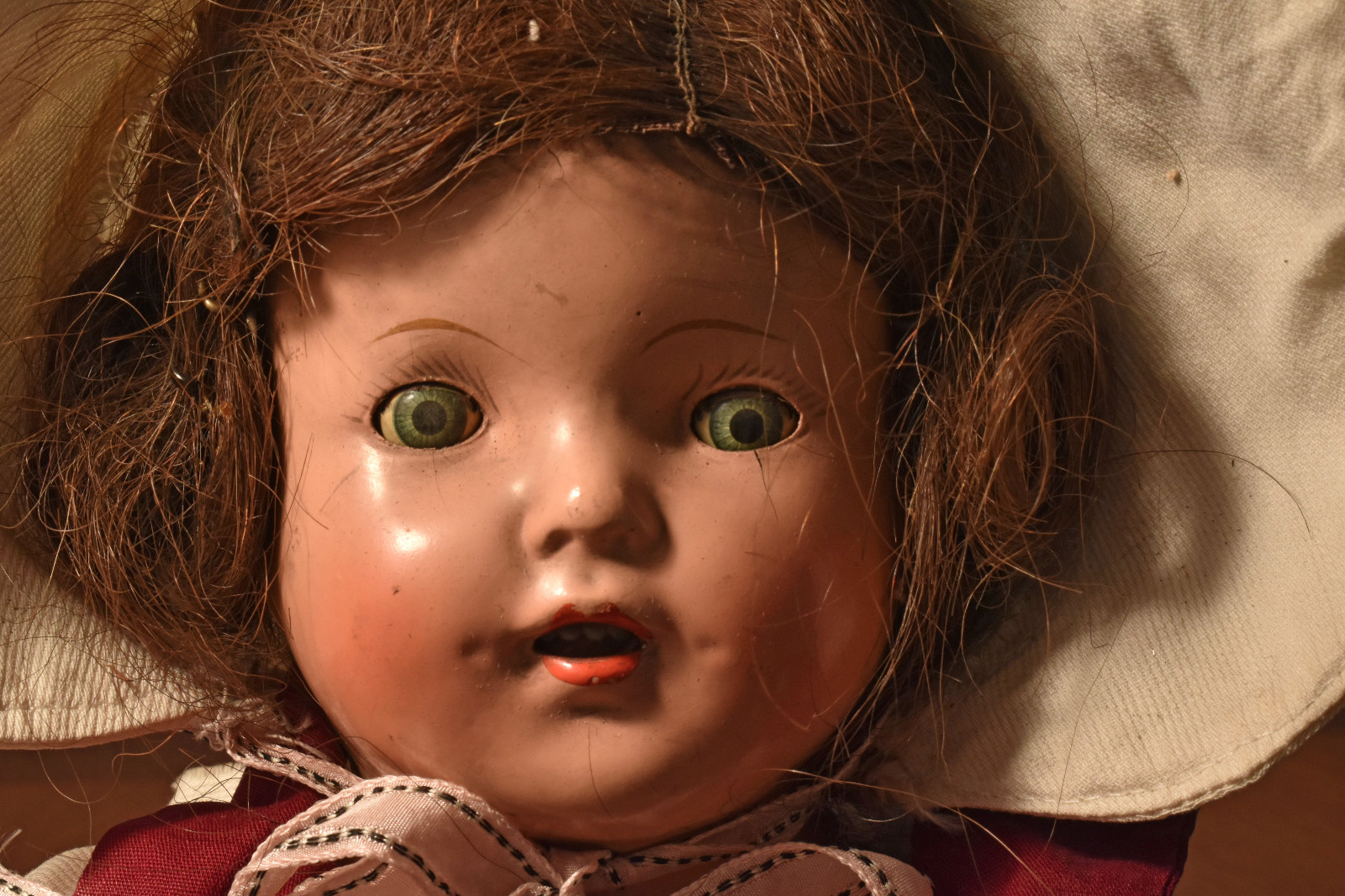 Antique Paranormal Creepy Haunted Looking 17″ Composite Sleepy Eye Baby Doll