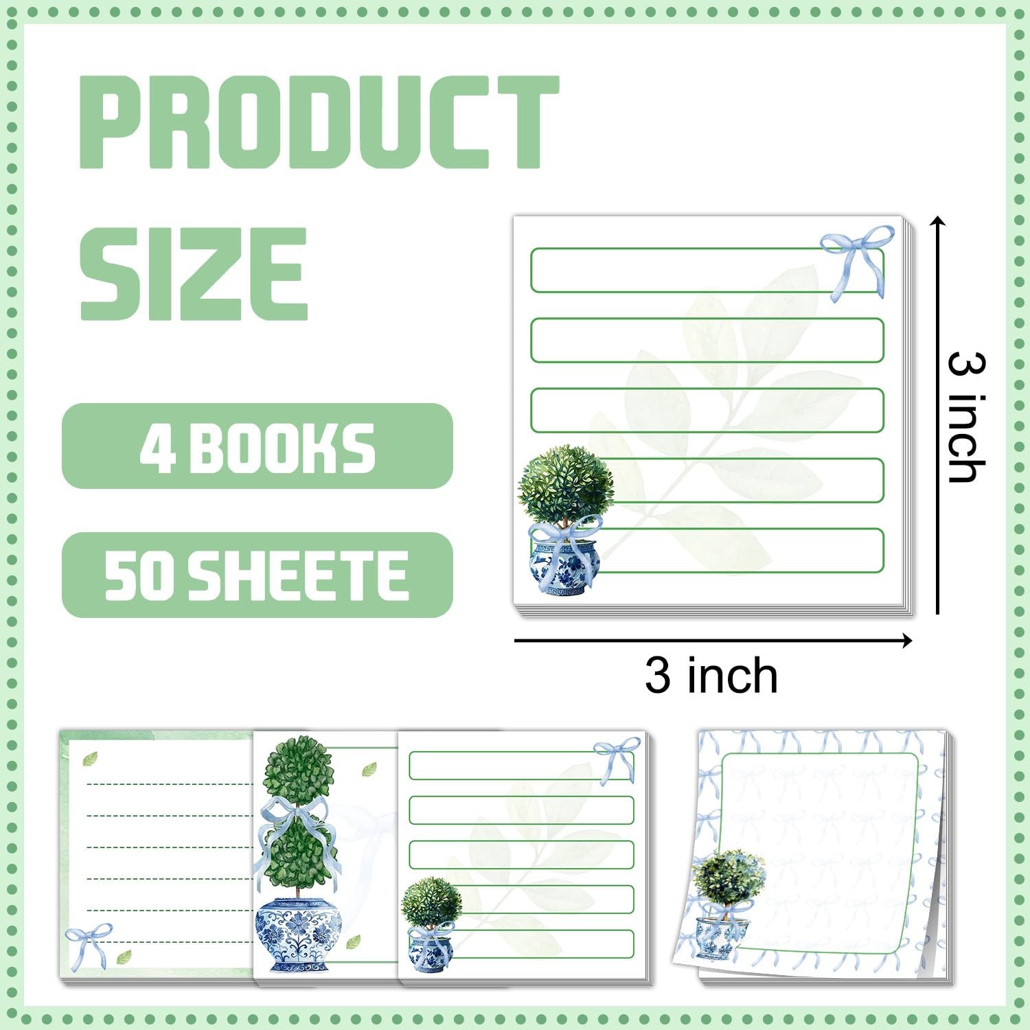 Chinese Style Sticky Notes, Funny Stick Blue and White Porcelain Green
