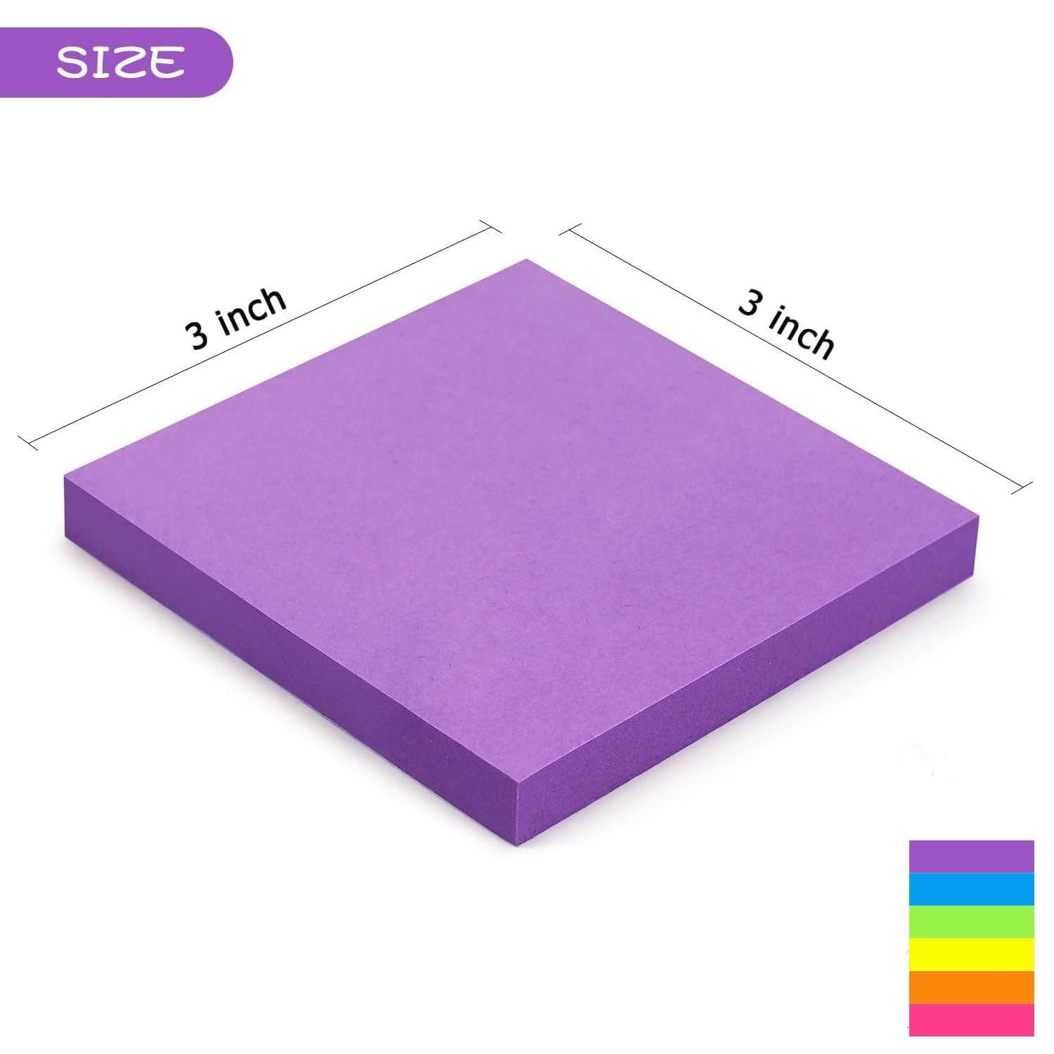 Early Buy Sticky Notes 6 Bright Color 6 Pads Self-Stick 3 x 3 inches, 6