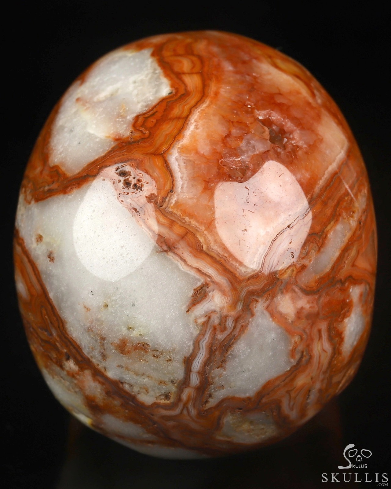 2.0″ Crazy Lace Agate Hand Carved Crystal Skull, Realistic, Crystal Healing