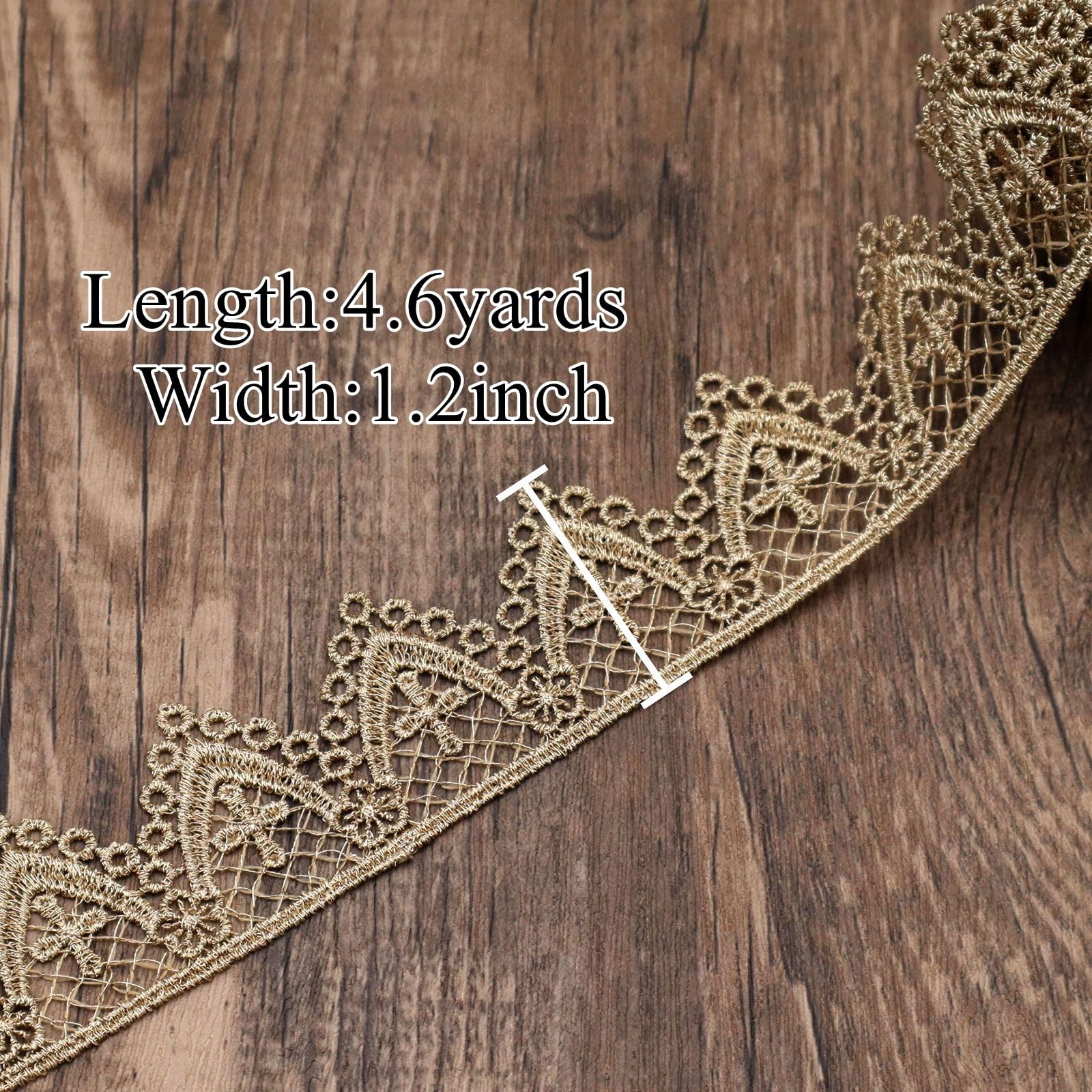 Venice Lace Trim – 4.6 Yards Gold Metallic Ribbon for gold lace 1#