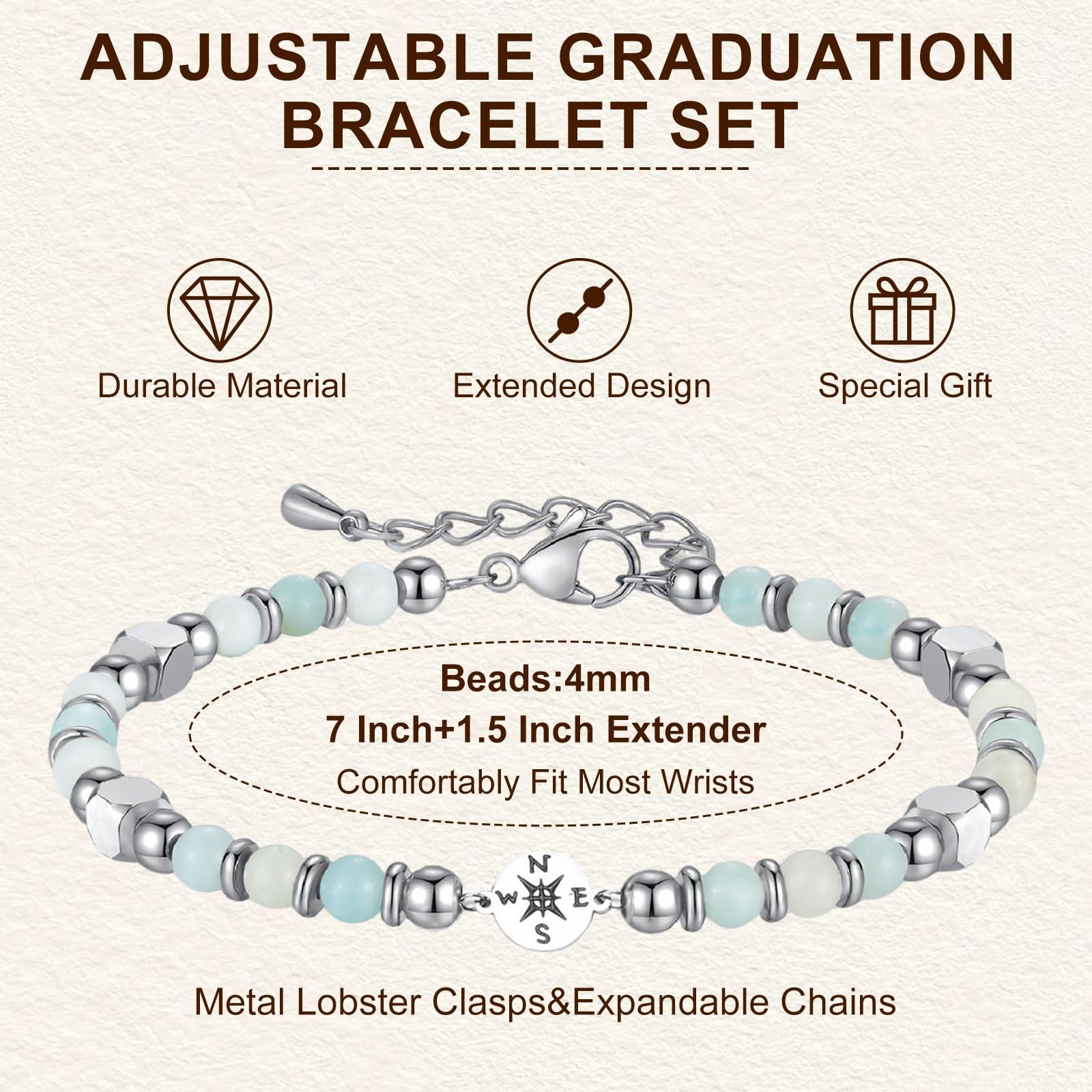 2026 Graduation Gift For Her Natural Stone Light Blue Jewelry One Size Senior