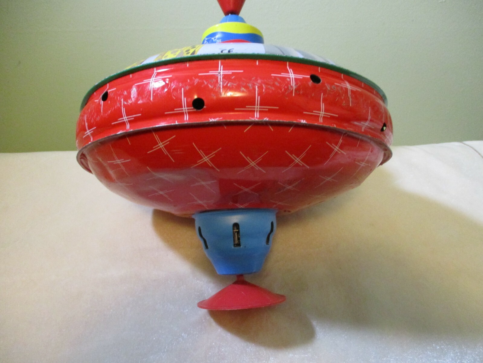 Noah’s Ark Animals VTG Metal Tin Toy Spinning Top 9″ LBZ Automatic Choral Top