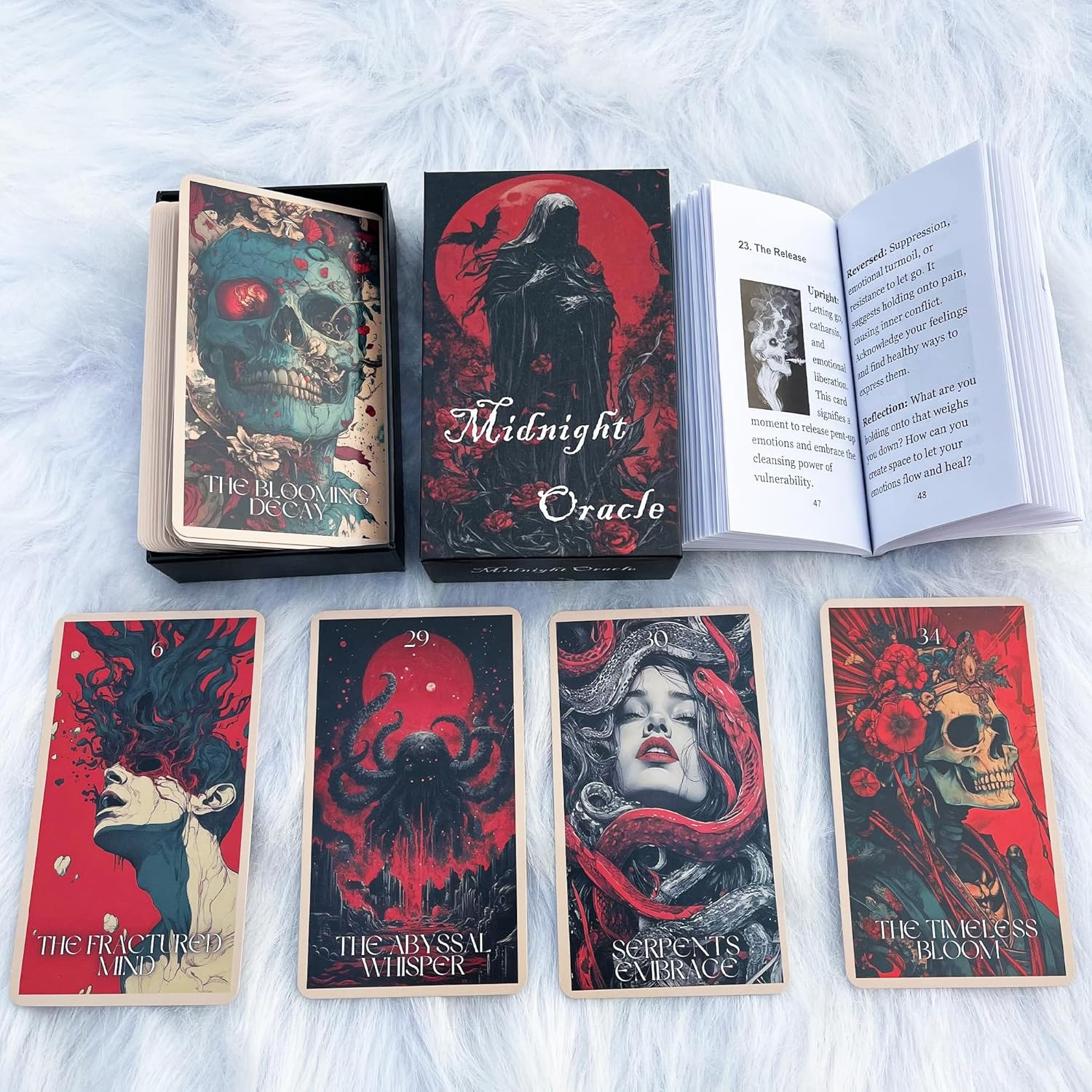 Midnight Oracle Cards, 50 Gothic Dark Fantasy Cards with Comprehensive Guide Boo