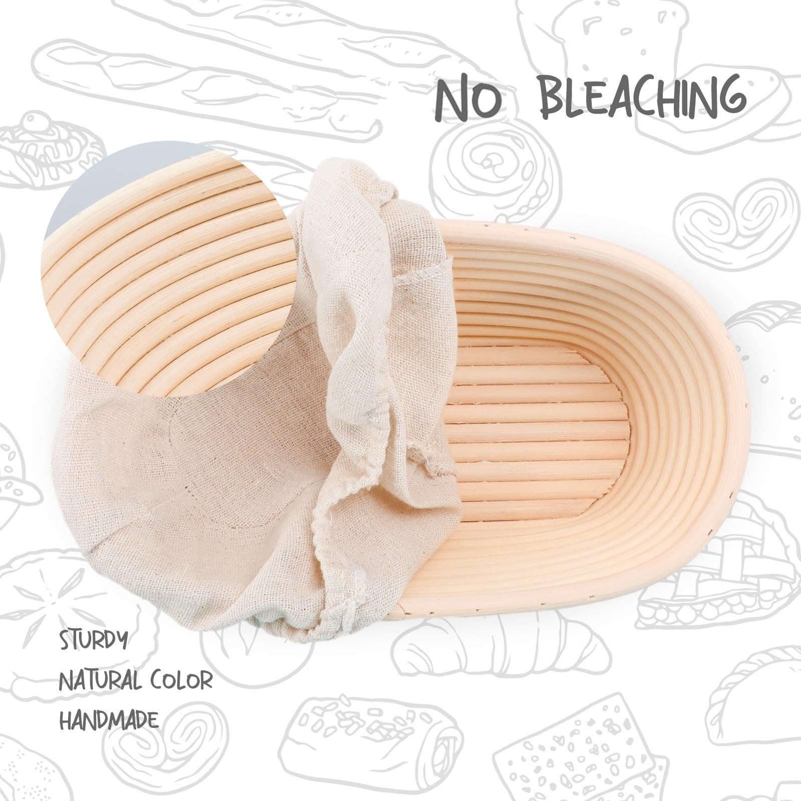 DOYOLLA Bread Proofing Baskets Set of 2 10 inch Oval Shaped 10 inch, Beige