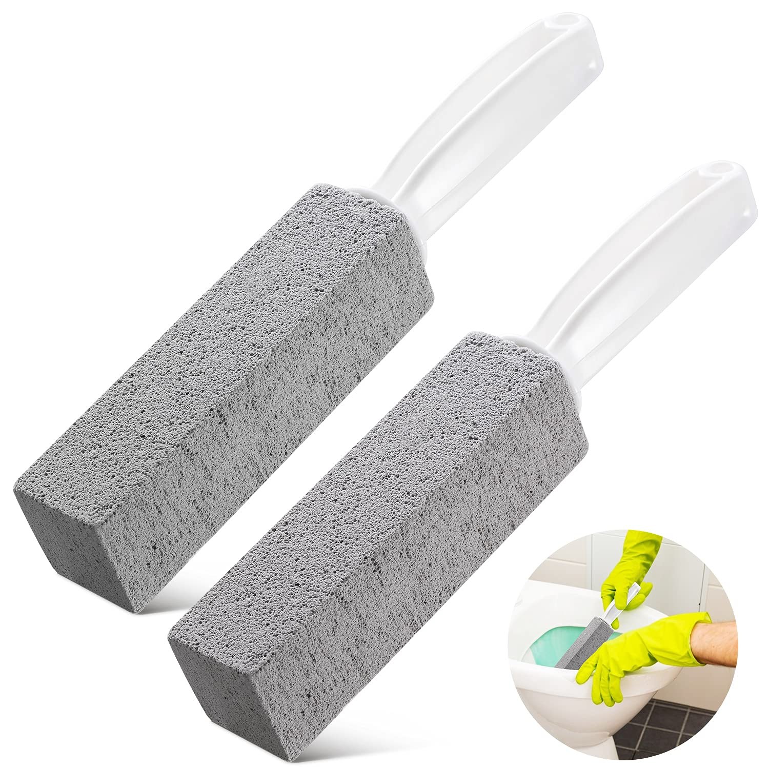 Kadden 2 Pack Pumice Stone Toilet Bowl Cleaner with 1 Count (Pack of 2), Grey