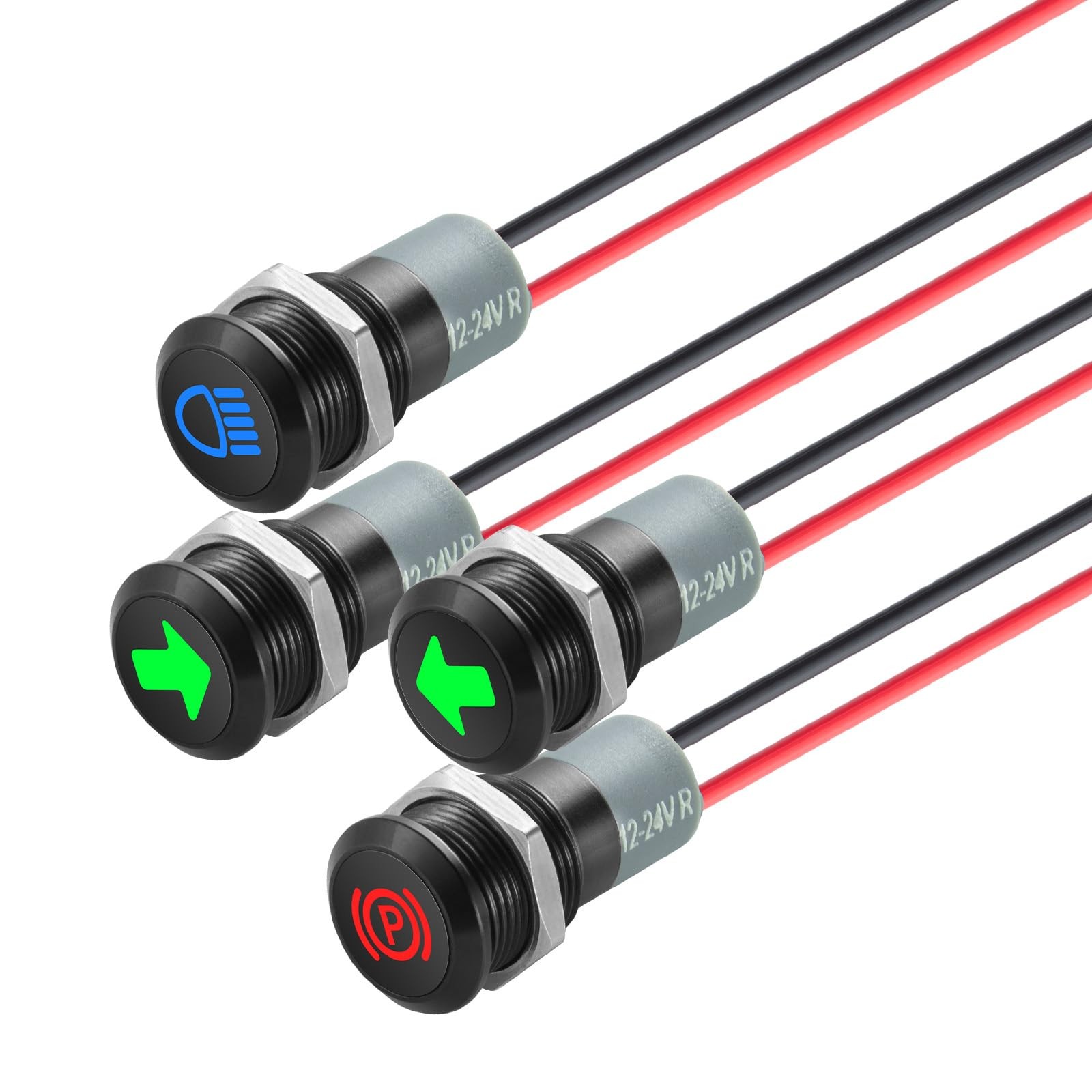 TIANWIDJEW 12V LED Indicator Small Light Waterproof, 1/2″(12mm) Panel Black