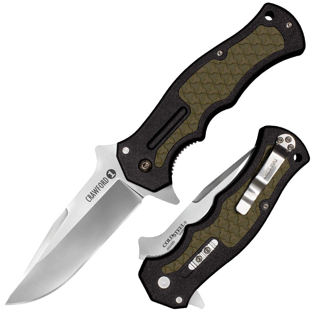 Cold Steel Crawford Model 1 Liner Lock Knife OD Green/Black Zy-Ex (3.5″, Satin,