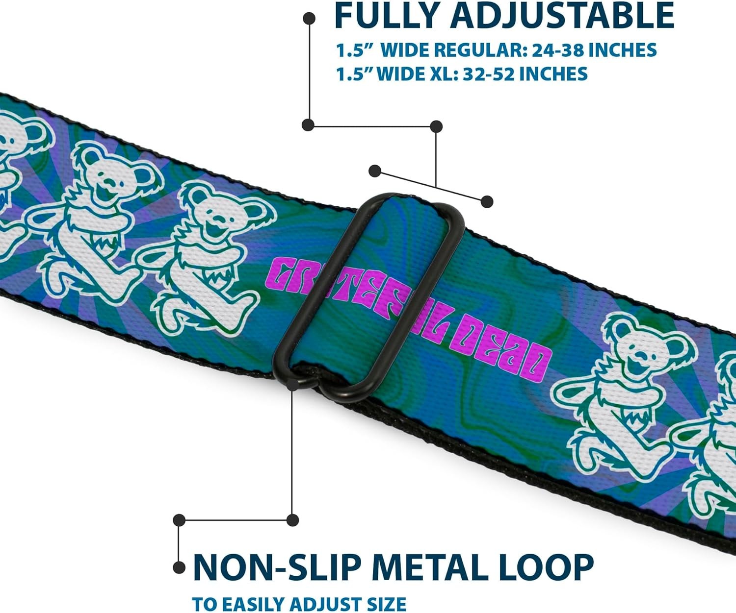 `Grateful Dead Bear – 1.0“ Seatbelt Belt – Grateful Dead Dancing B… ACC NEW