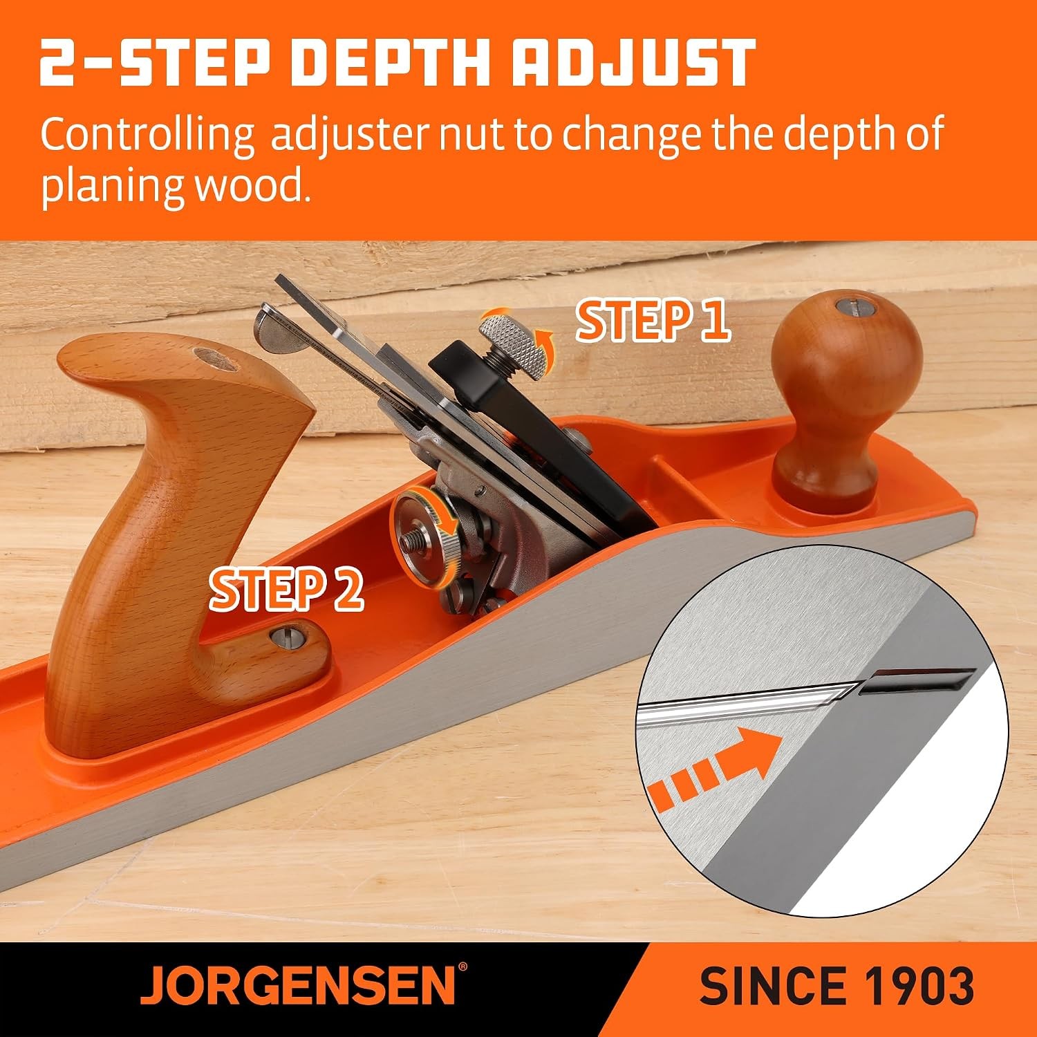 JORGENSEN No.5 Wood Planer, Hand Planer for Woodworking, Jack Plane for Flatte