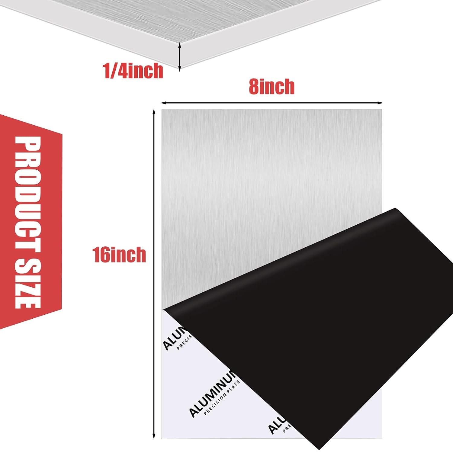 6061 Aluminum Sheet Plate, 8″ x 16″ x 1/4″ Thickness Heavy Duty 8×16, Gray