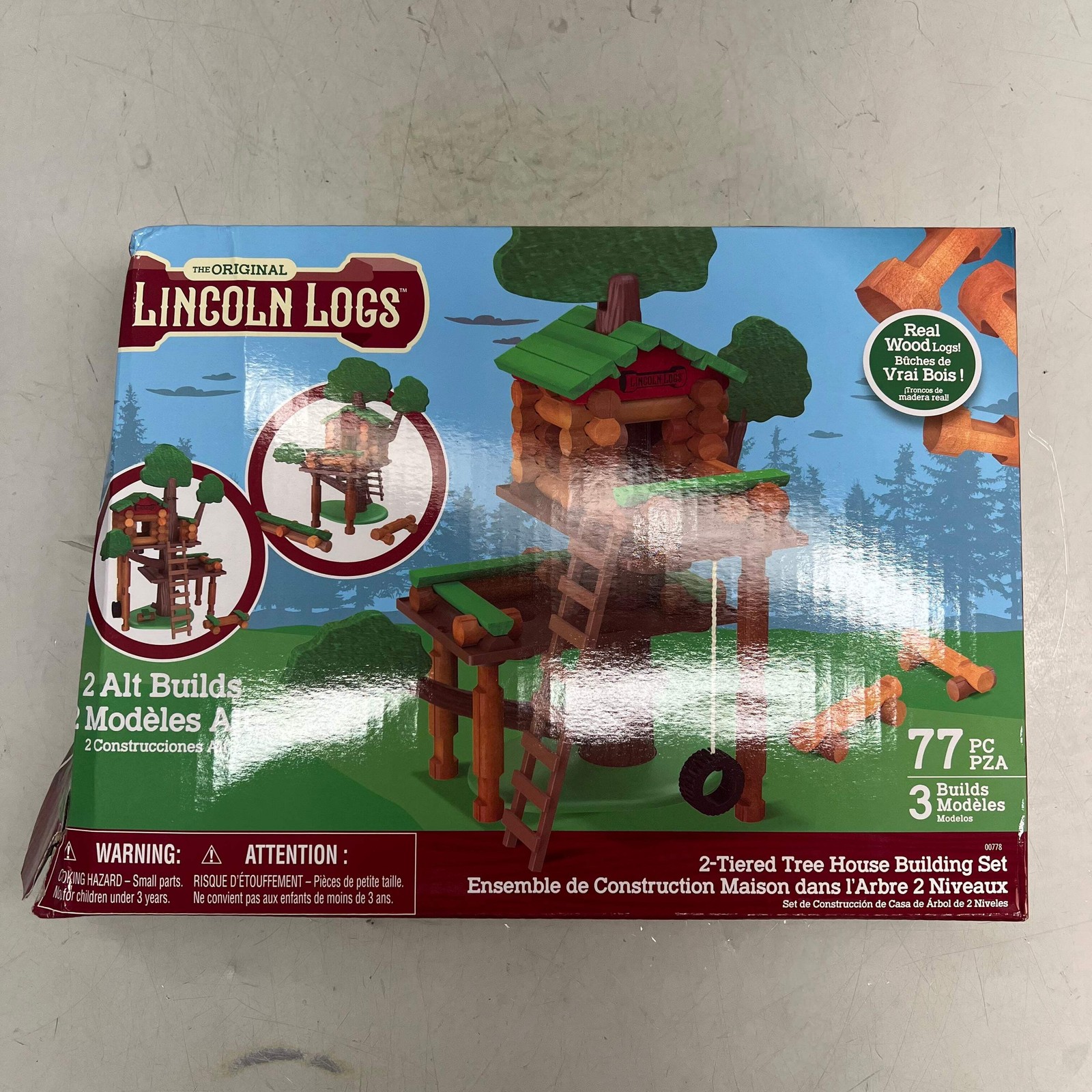 HASBRO The Original Lincoln Logs Building Toy 77 Piece Brown 00778 (As-is)