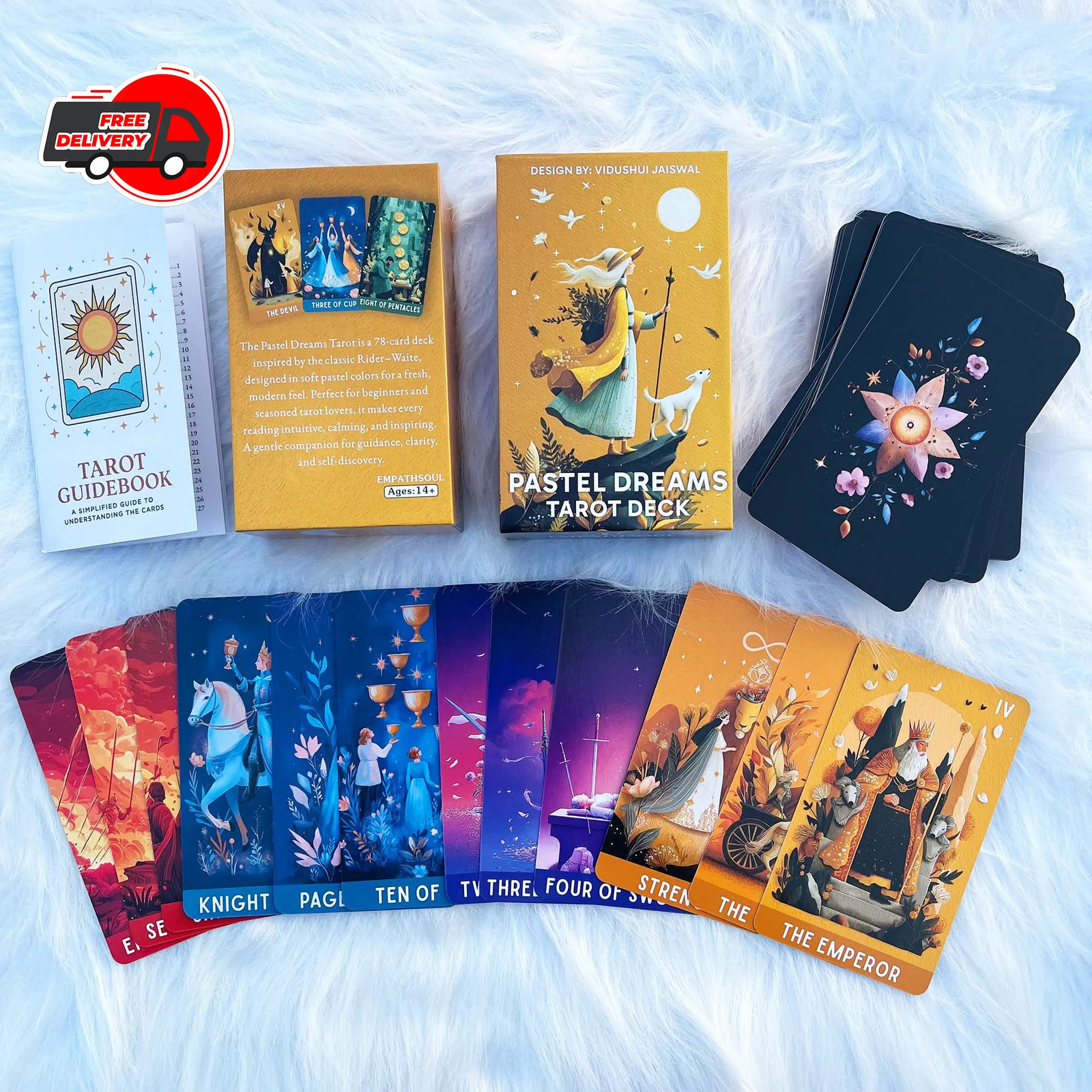 Pastel Dreams Tarot Set – 78 Card Soft Dream Tower Deck – 13x8cm / 5.1×3.1in