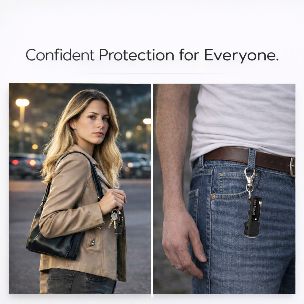 2 Burn Pepper Spray Keychain 1/2oz Police Strength OC Stream Personal Safety