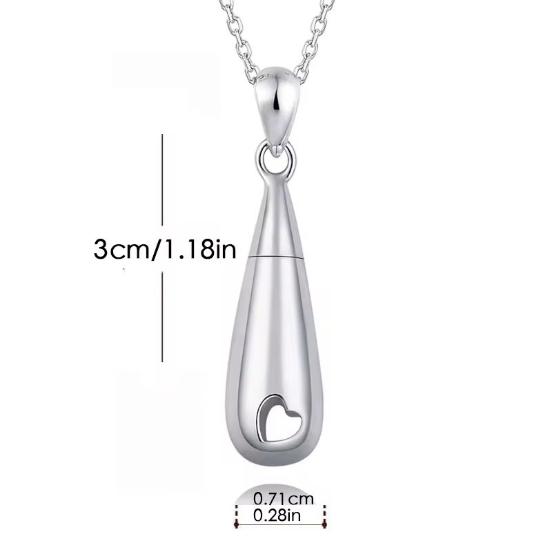 925 Sterling Silver Urn Pendant Necklace Teardrop Cremation Jewelry for Ashes