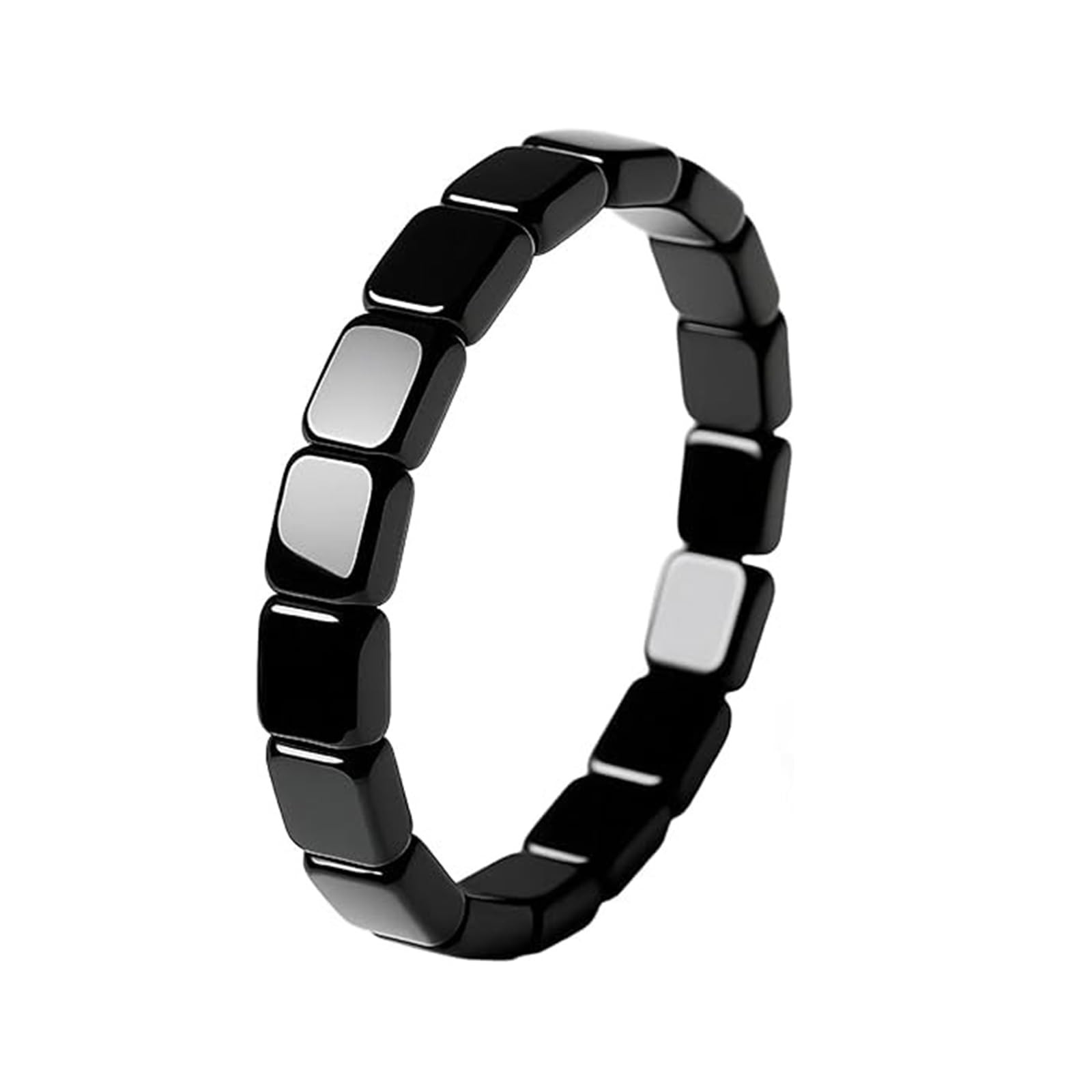 TACBSP Hematite Bracelet for Men Natural Stone Large, Black