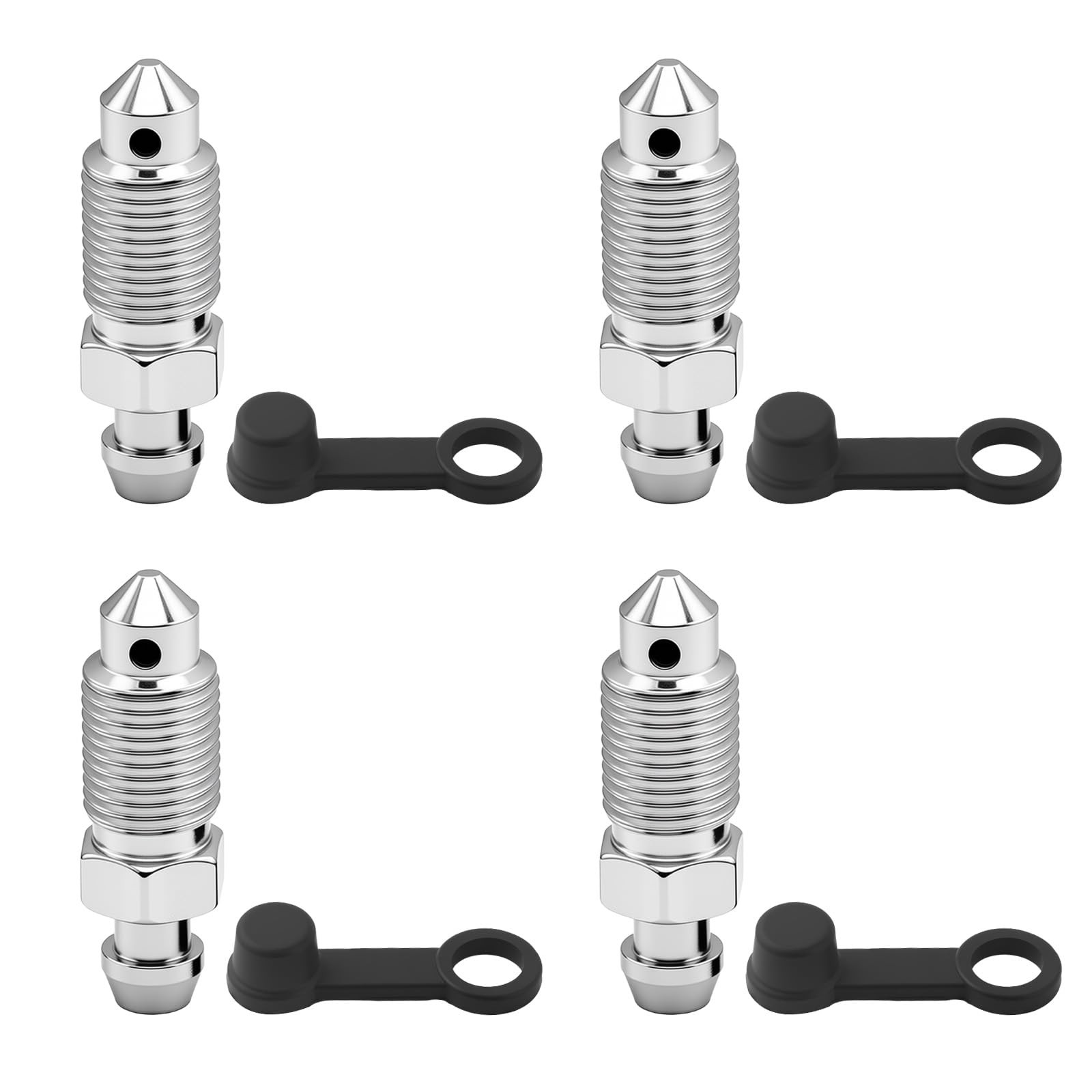 4PCS M10X1.0-32.1Mm Car Brake Bleeder Screw with 4PCS Grease Fitting Caps,Sturdy