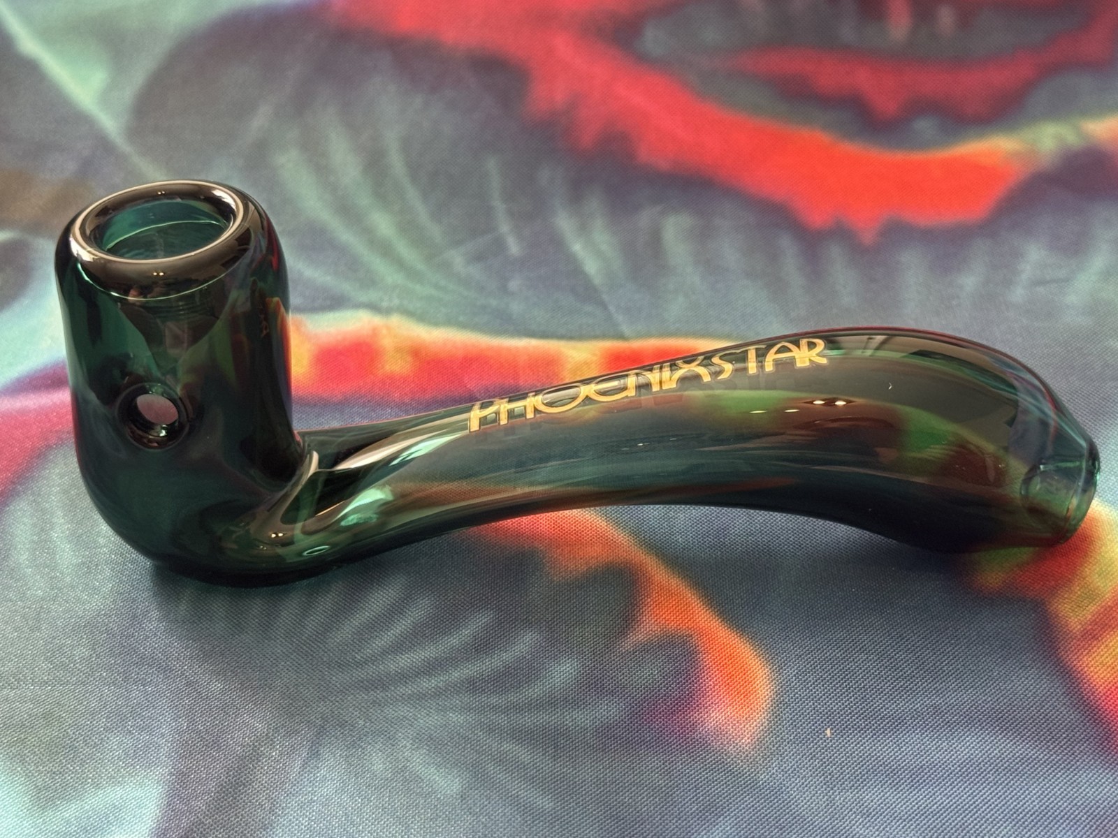 Phoenix Star Sherlock-Style Glass Pipe – Curved Hand Pipe Green