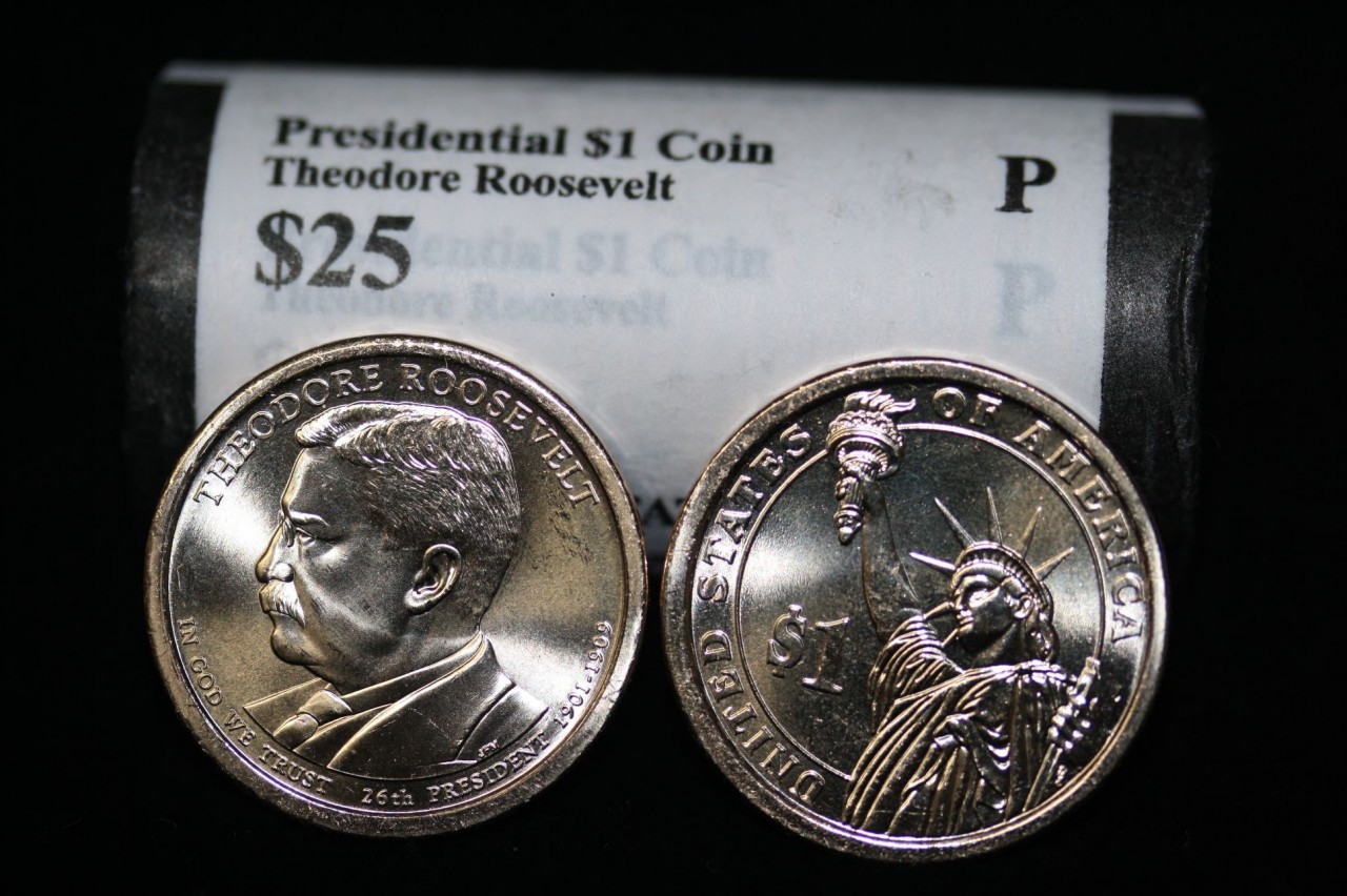 Presidential Dollar: Theodore Roosevelt (26th President) “P” MINT ROLL