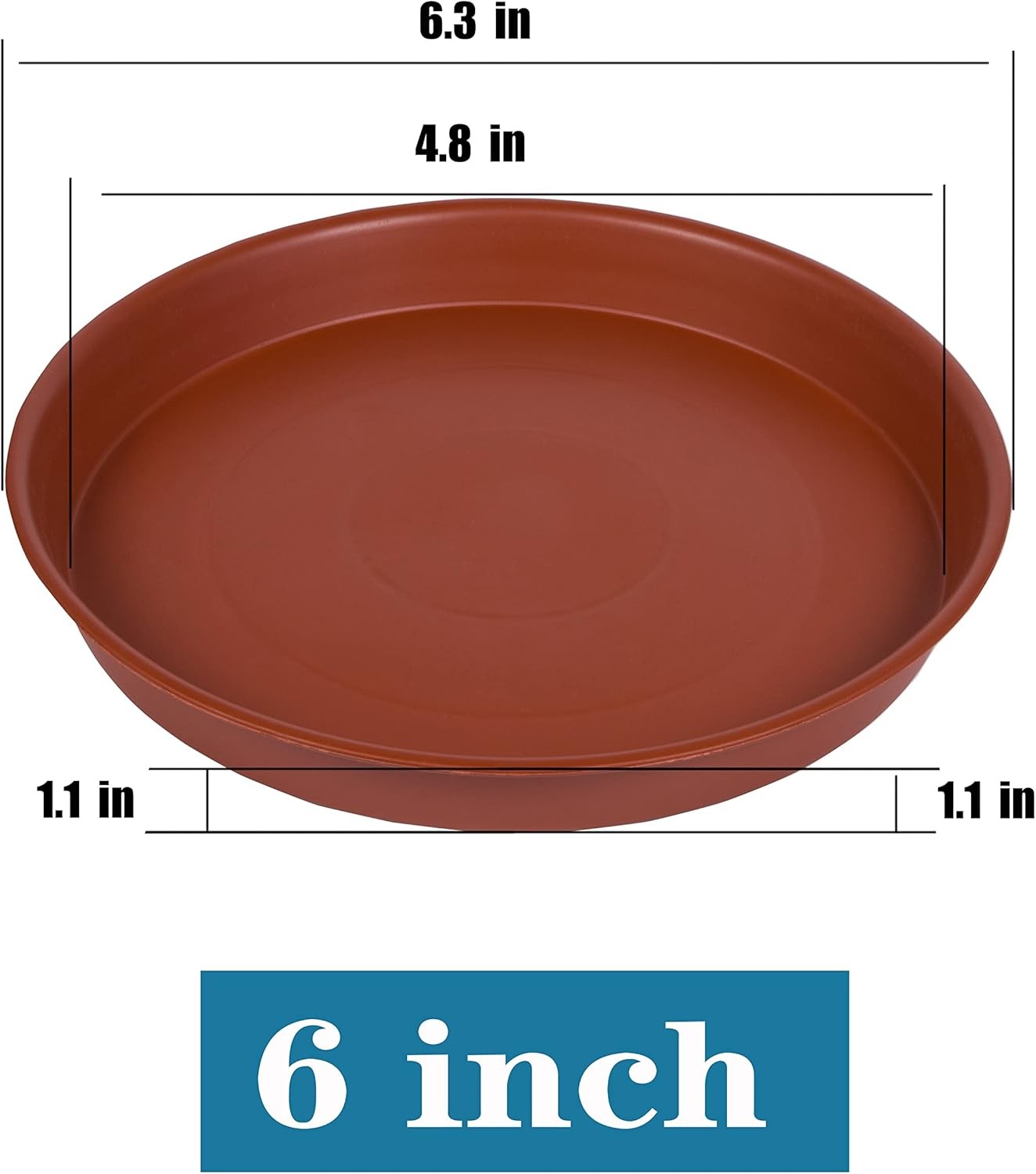 6 Pack of 6 inch Plant Saucer, 4 6 8 10 12 14 16 6, Terracotta