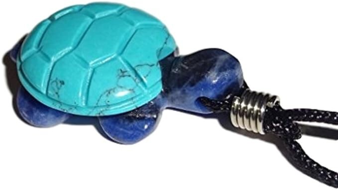 1pc Turtle with Blue Howlite Shell / Sodalite body – Crystal gemstone necklace
