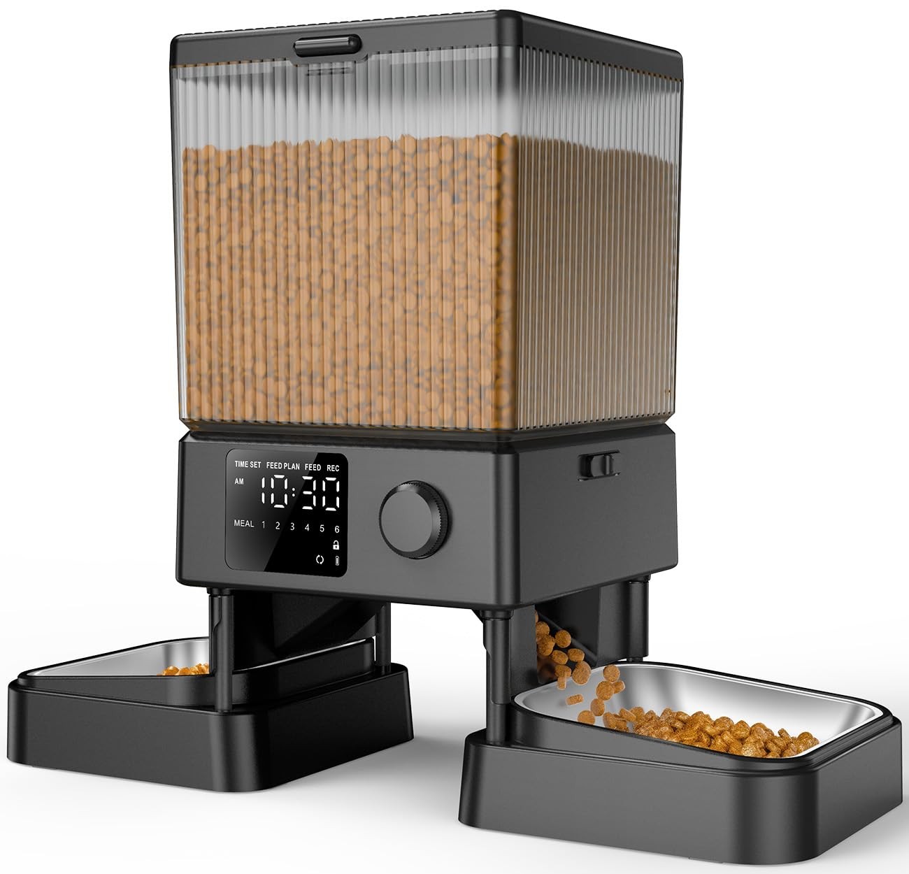 Oneisall Automatic Cat Feeder for 2 Cats 20 Cups Dual-Black Modern Design