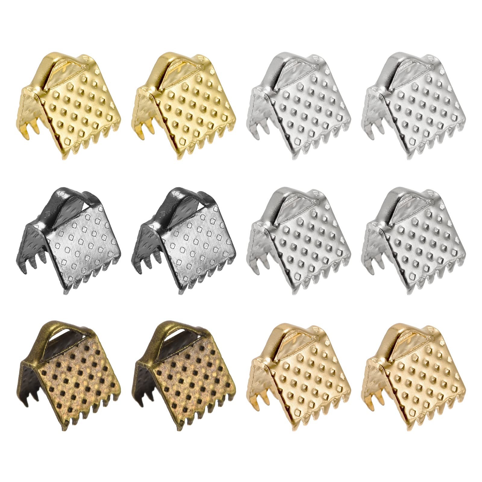 uxcell 300Pcs Ribbon Crimp Clamp Ends, 6mm Bookmark Pinch 6mm, Multicolored