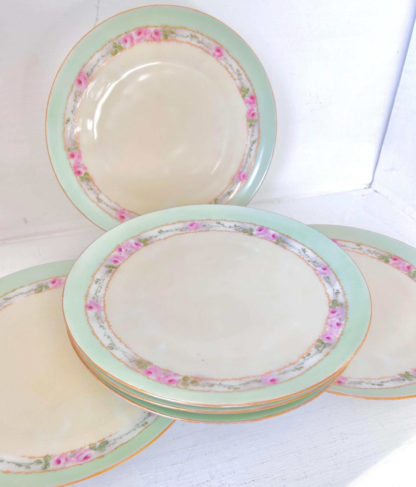 Antique Hand Painted Porcelain Plates Set of 6 Moritz Zdekauer Austria