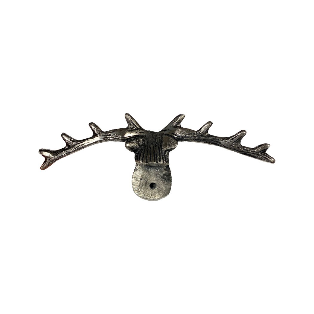 8″ Stag/Deer Head Handles, Pewter Plated Metal Alloy (Set of 2)