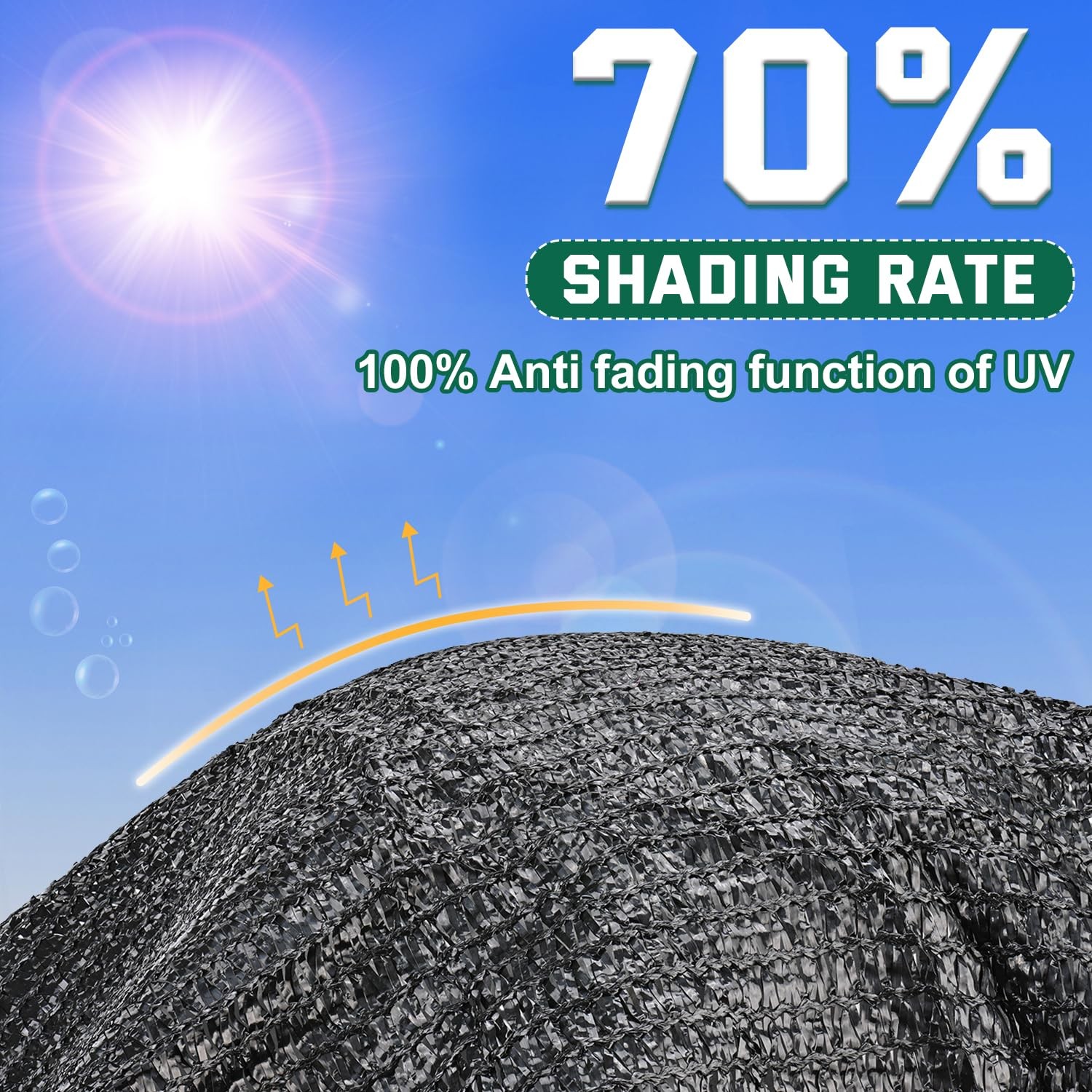 Kesfitt 70% Shade Cloth 10×20 ft, Breathable HDPE Mesh Sun 10ftx20ft, Black