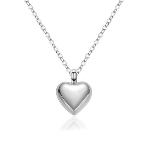 Cremation Jewelry Tiny Heart Urn Necklaces for Ashes for Women Men Stainless Ste