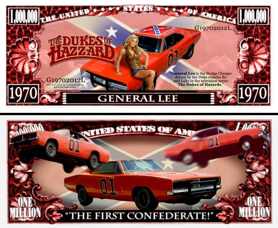 OUR DUKES OF HAZZARD GENERAL LEE DOLLAR BILL (2 Bills)