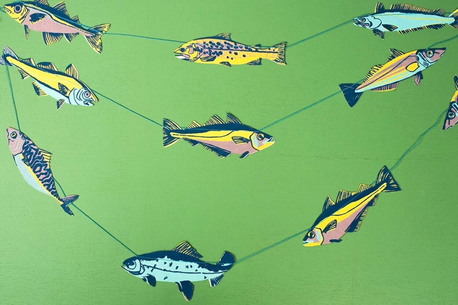 Hand-Sewn Fishes Paper Garland | East End Press