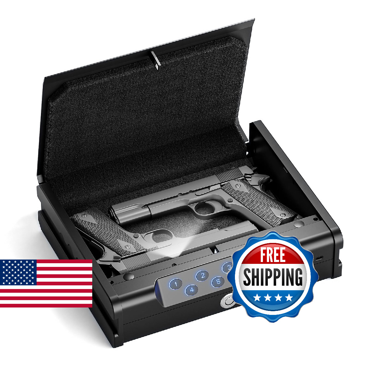 Glimstone Gun Safe, Biometric Gun Safe for Pistols, Easy Edition, 3 Ways Quick A