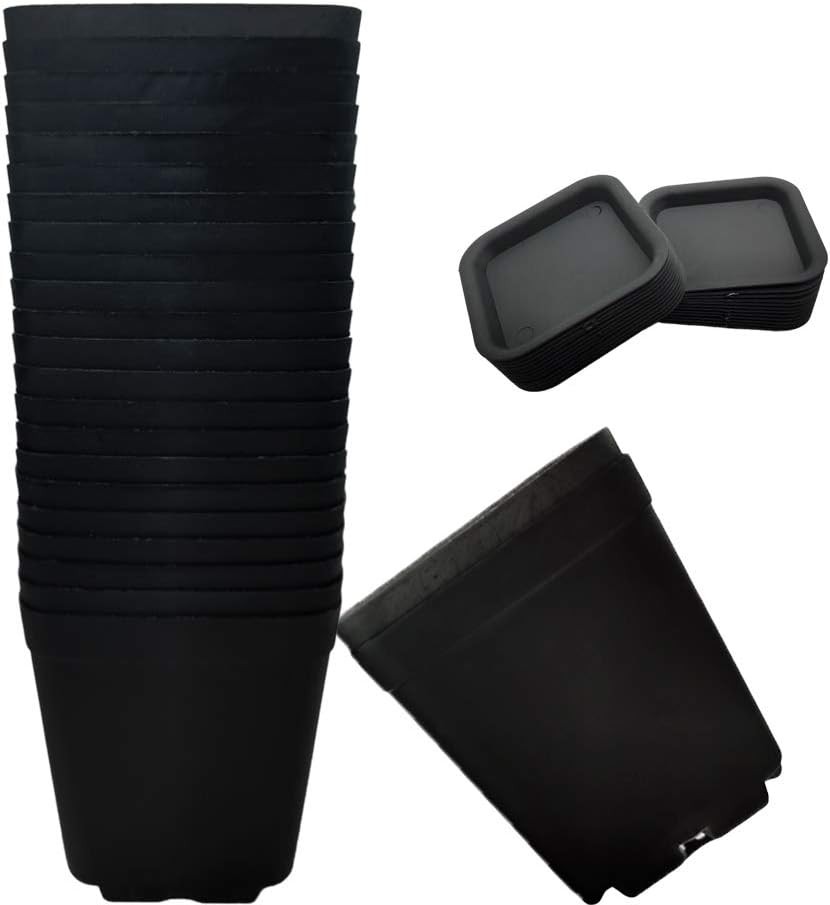 24 Pack 3 Inch Black Nursery Pot Flower Pots Square Plastic Plant