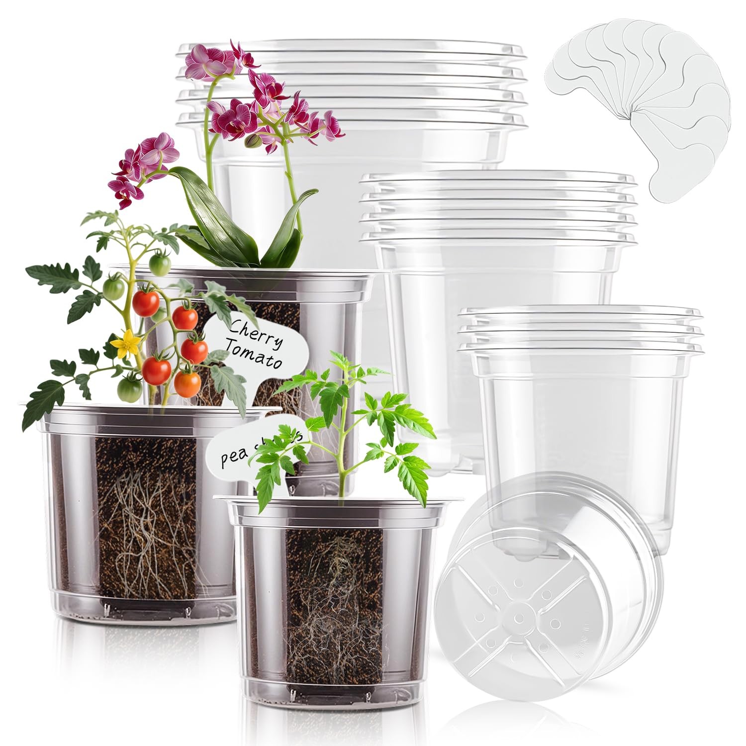 SupKing Clear Nursery Pots 5/4/3.5 Inch Plastic Seed 3.5/4/5 Inch,