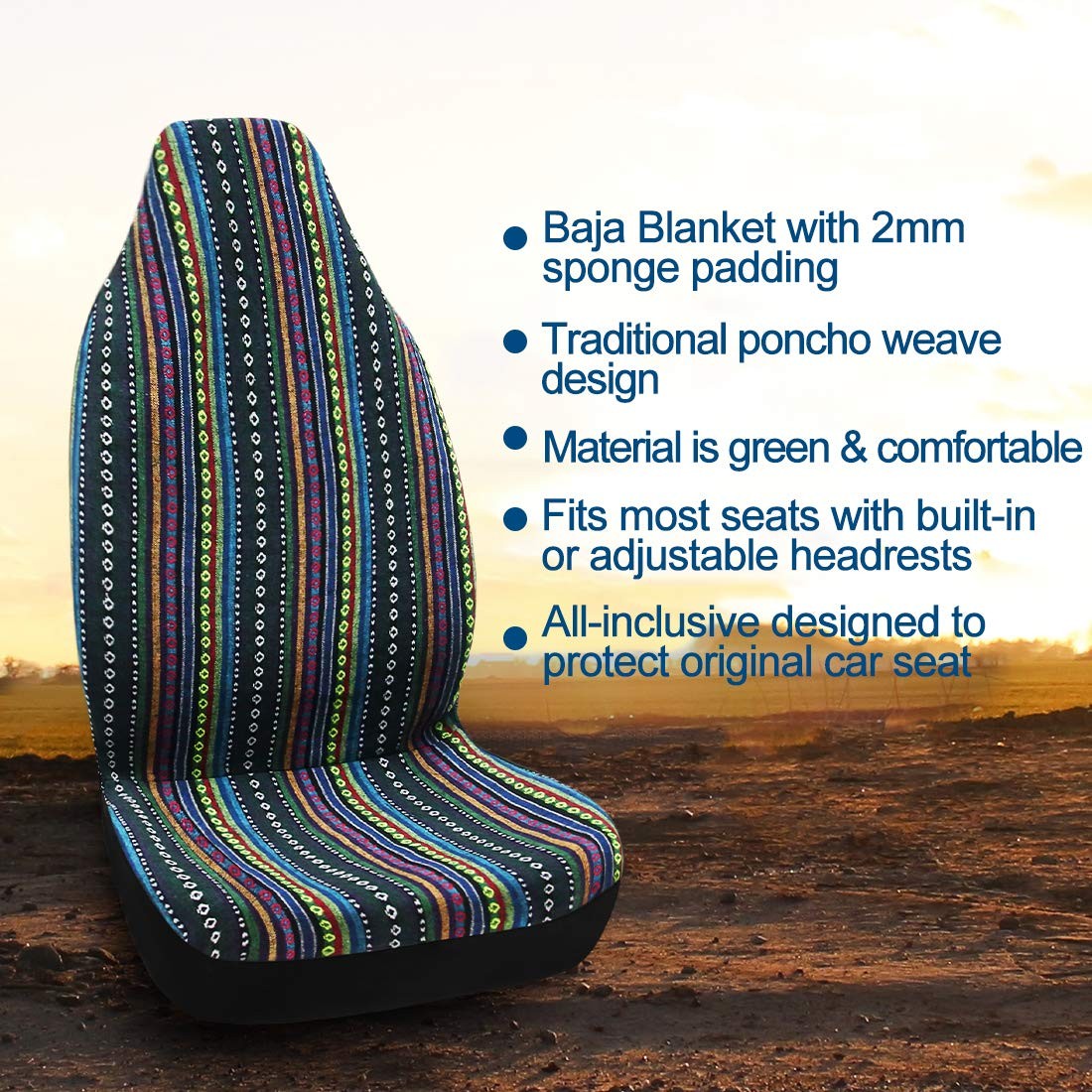 uxcell Automotive Universal Baja Blanket Bucket Seat Cover for Car SUV