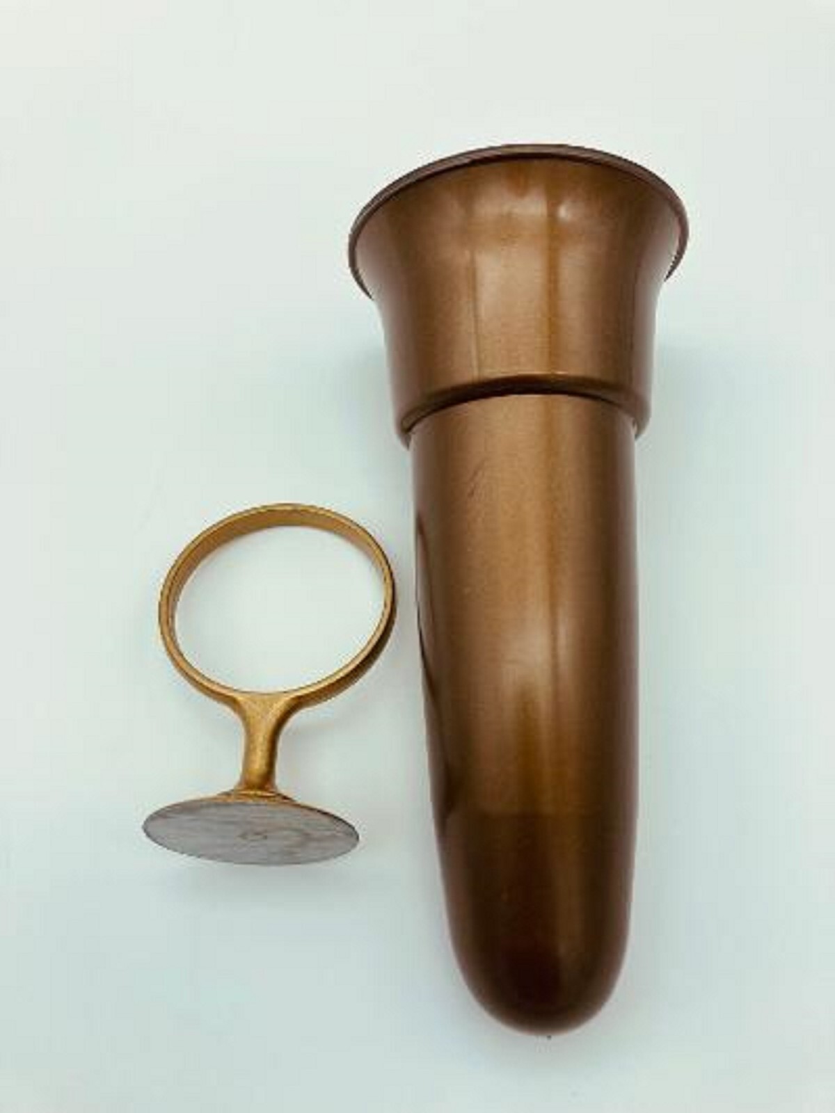 Crypt Mausoleum Vase 8.0 IN w/ Old Burnished Gold (Epoxy) Disc Base Ring Support