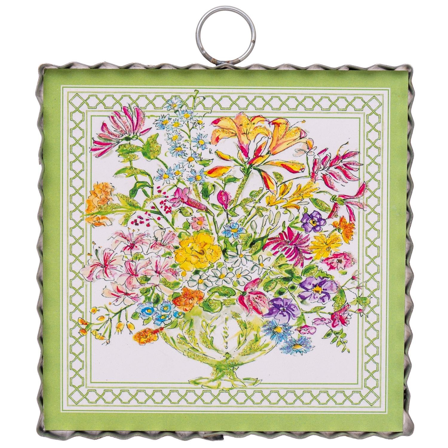 The Round Top Collection Mini Green Floral Arrangment Print 6x6x1