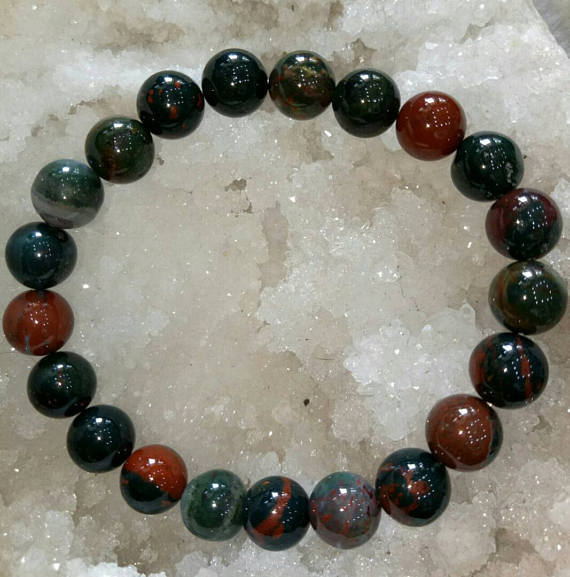 10mm Bloodstone Bracelet Healing Stone Bracelet,Gemstone Bracelet, Unisex, Yoga