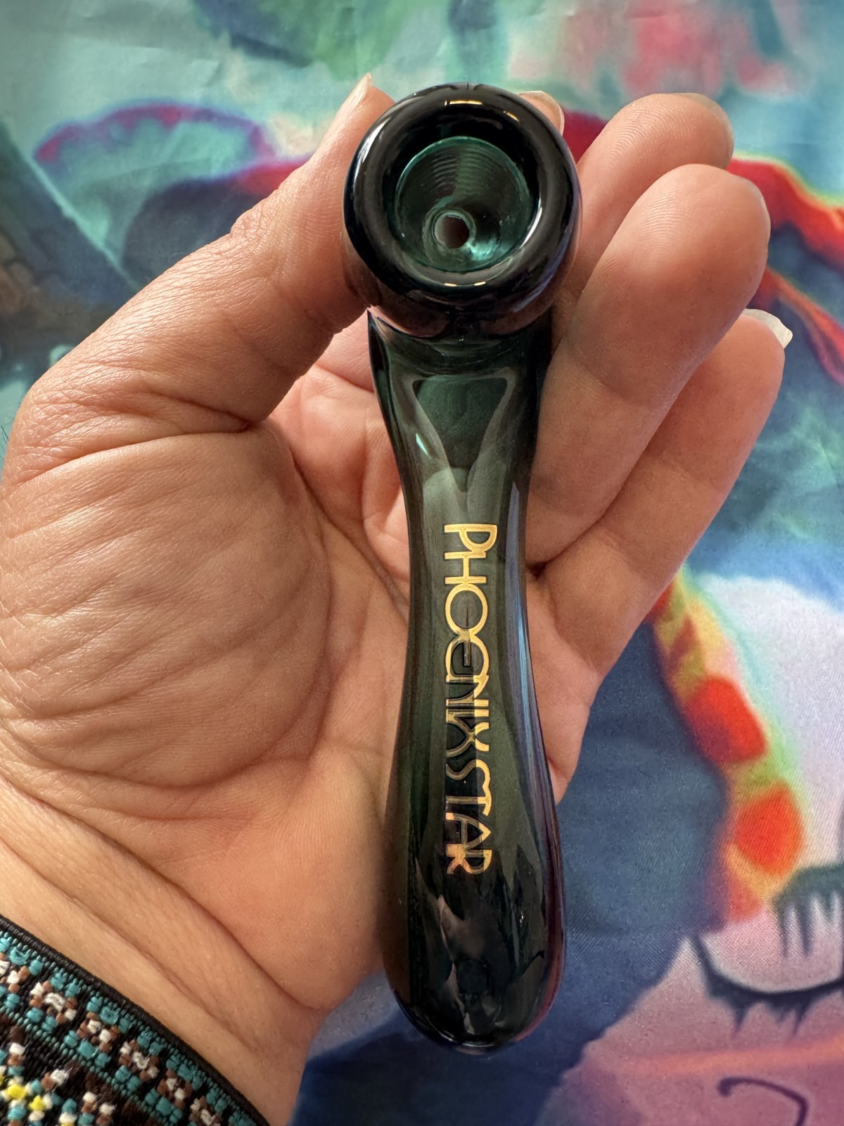 Phoenix Star Sherlock-Style Glass Pipe – Curved Hand Pipe Green